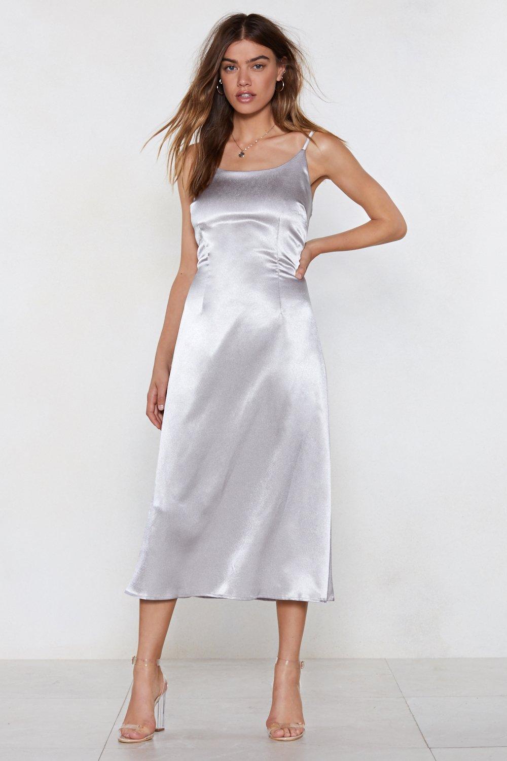 silver slip dress