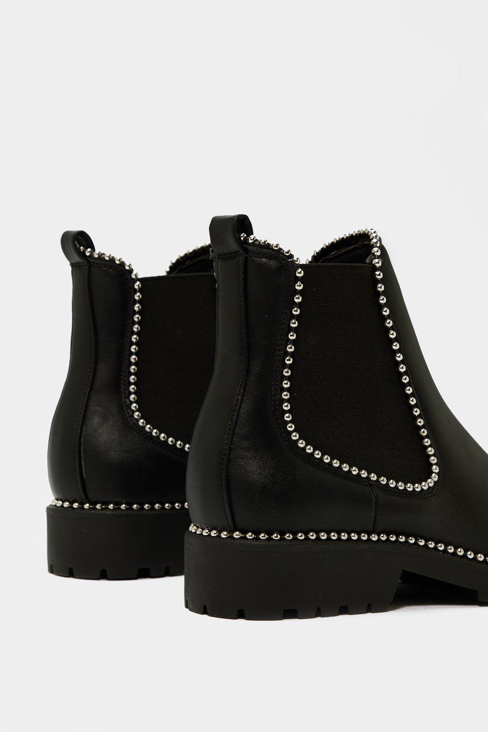 Flat studded ankle boots hotsell