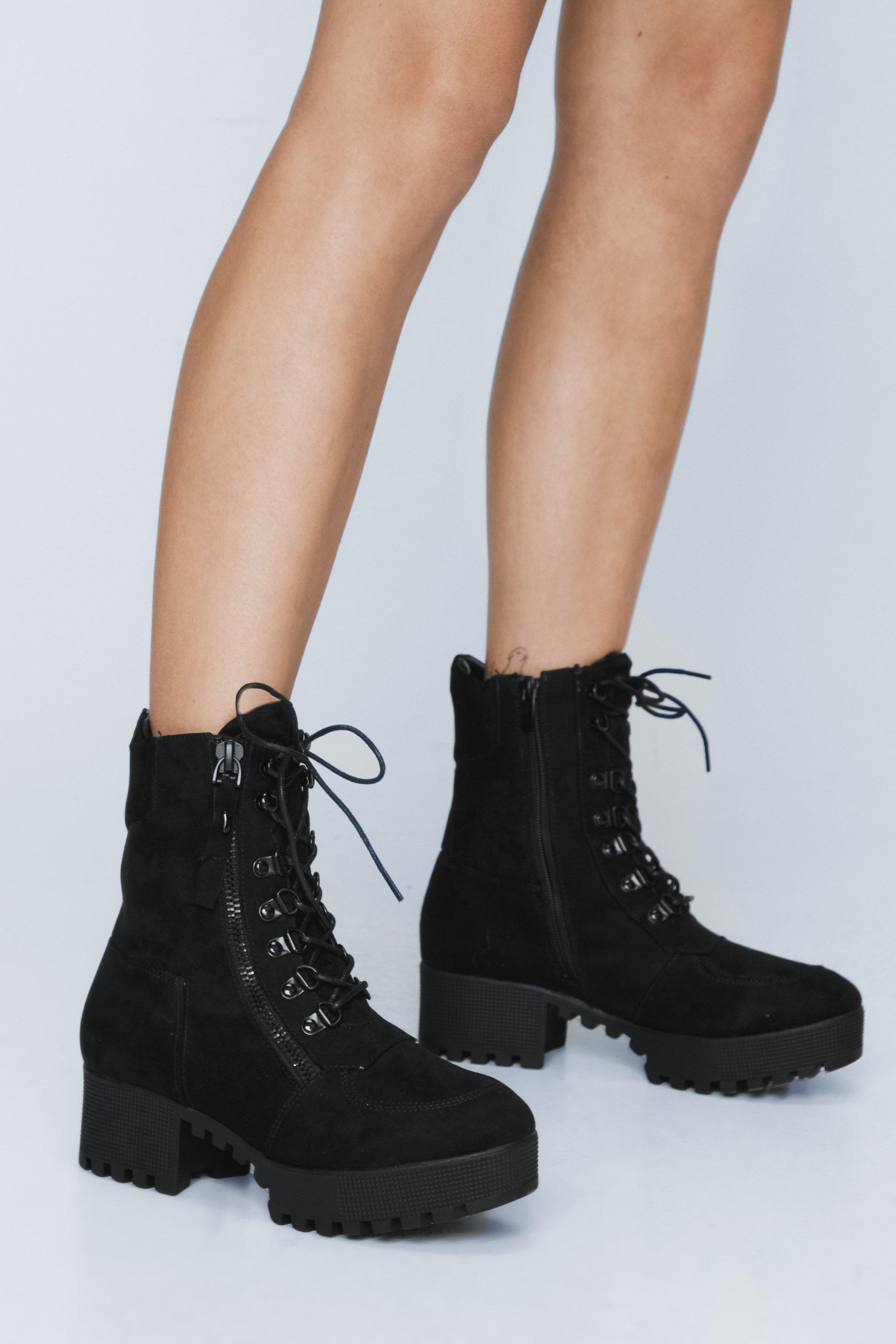 Faux suede lace up ankle boots hotsell