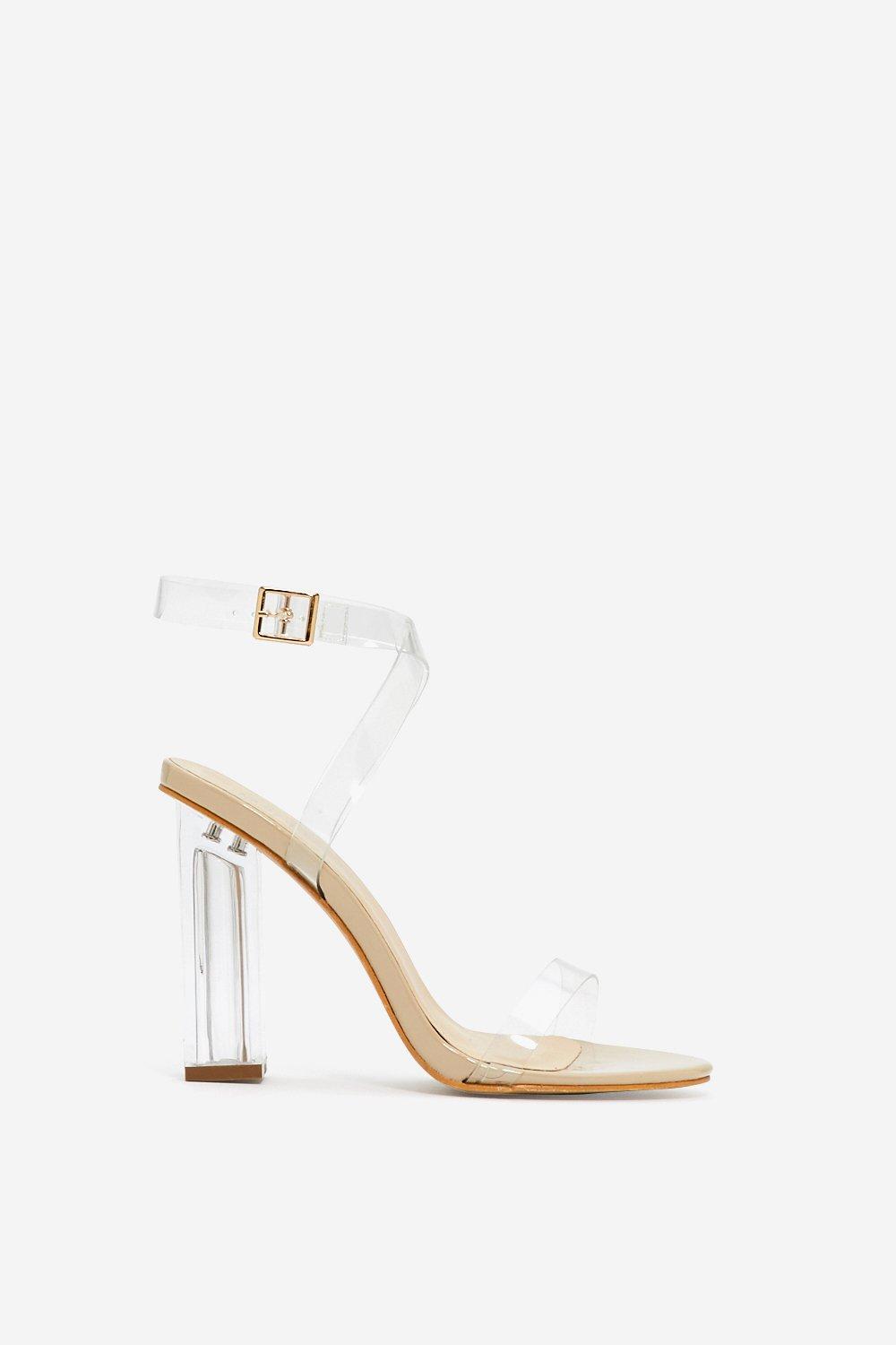 Nude heels with clear on sale straps