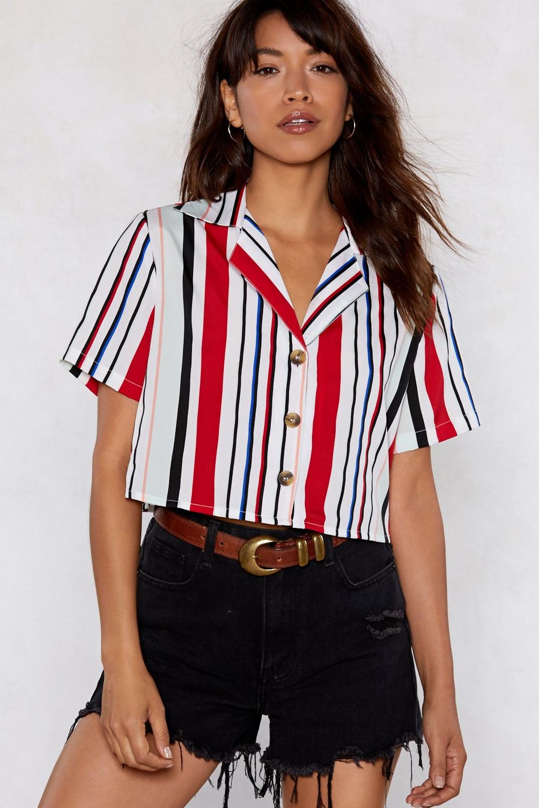 Stripe Round the Clock Cropped Shirt image number 1