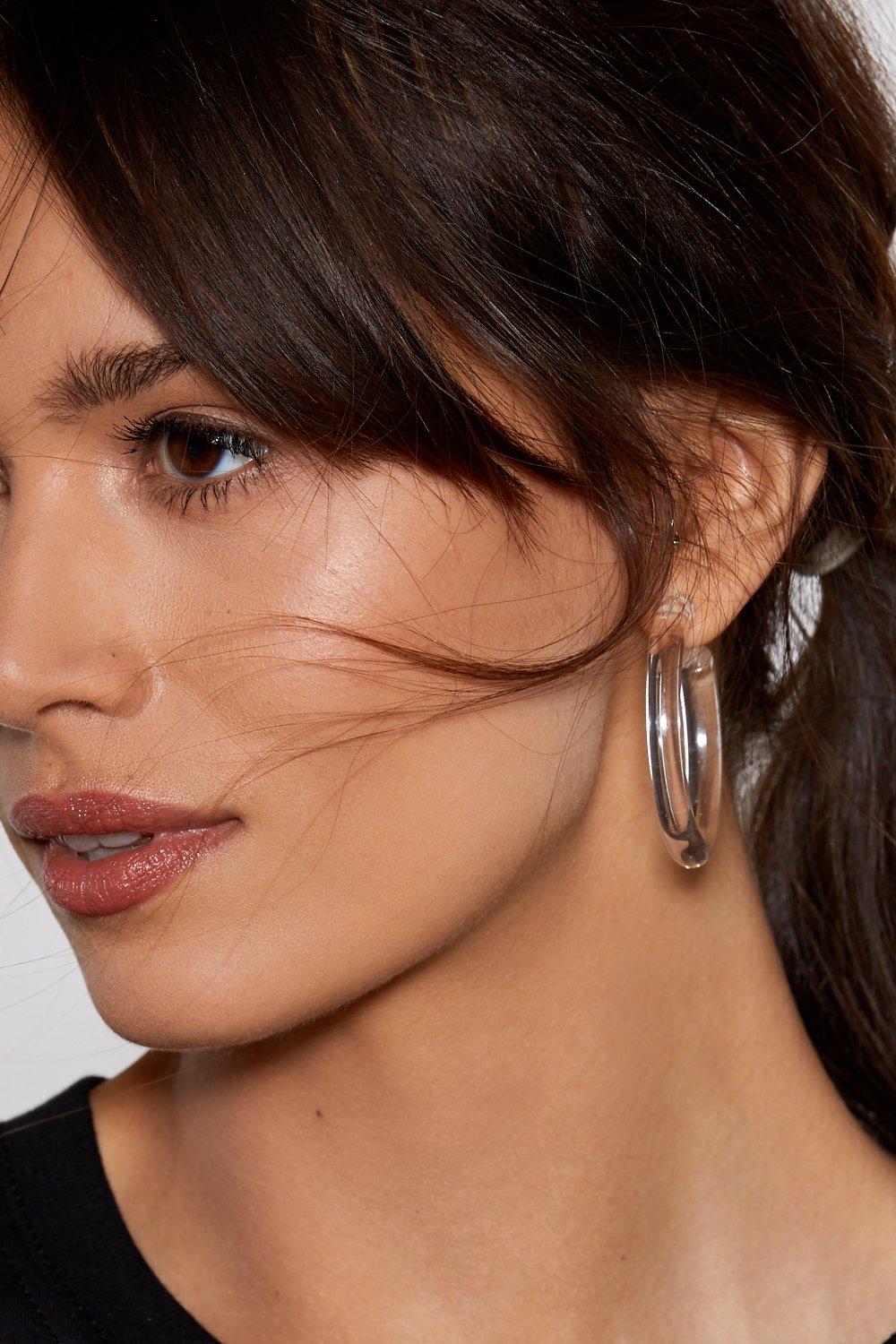 Clear hoop earrings clearance