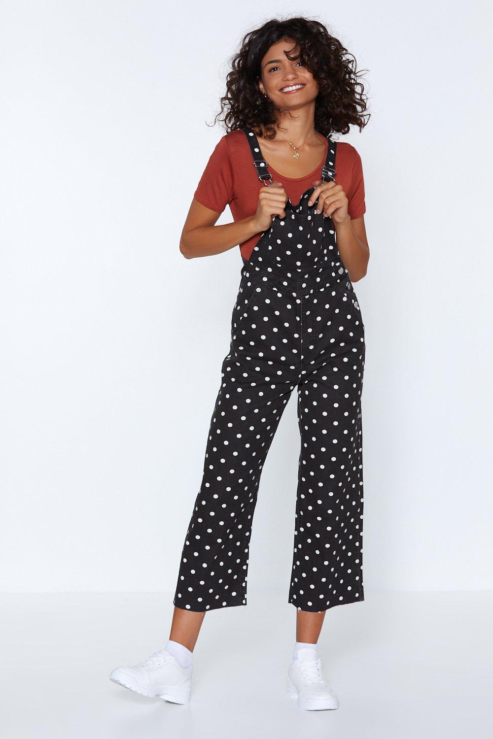 polka dot overall dress