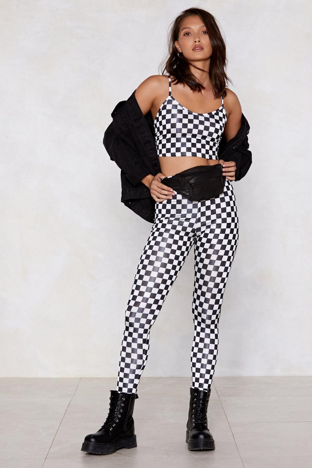 Checkmate Checkerboard Crop Top and Leggings Set image number 1