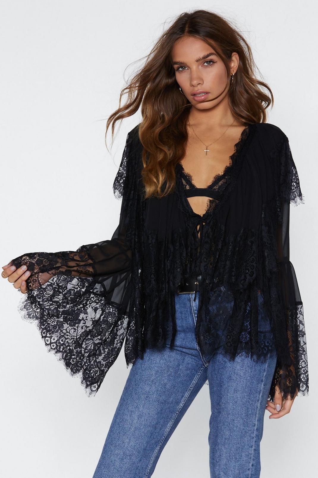 Lace Me Oversized Blouse image number 1