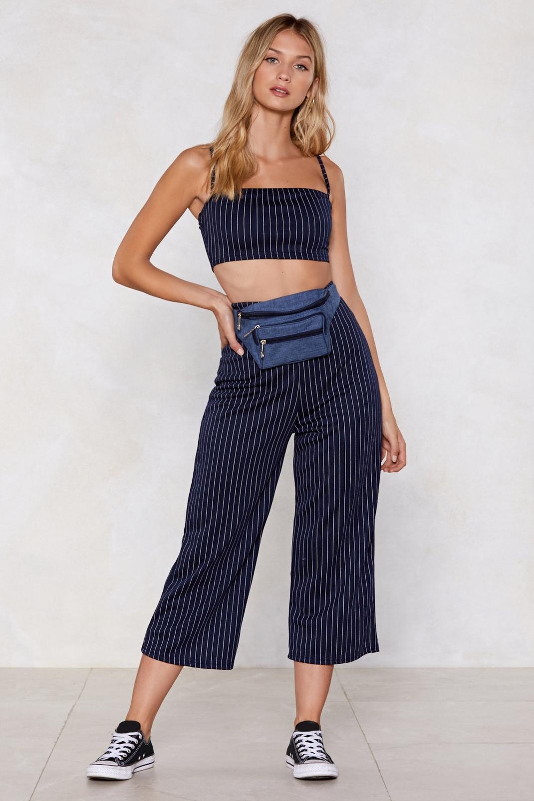 Pin There Done That Crop Top and Striped Pants Set image number 1