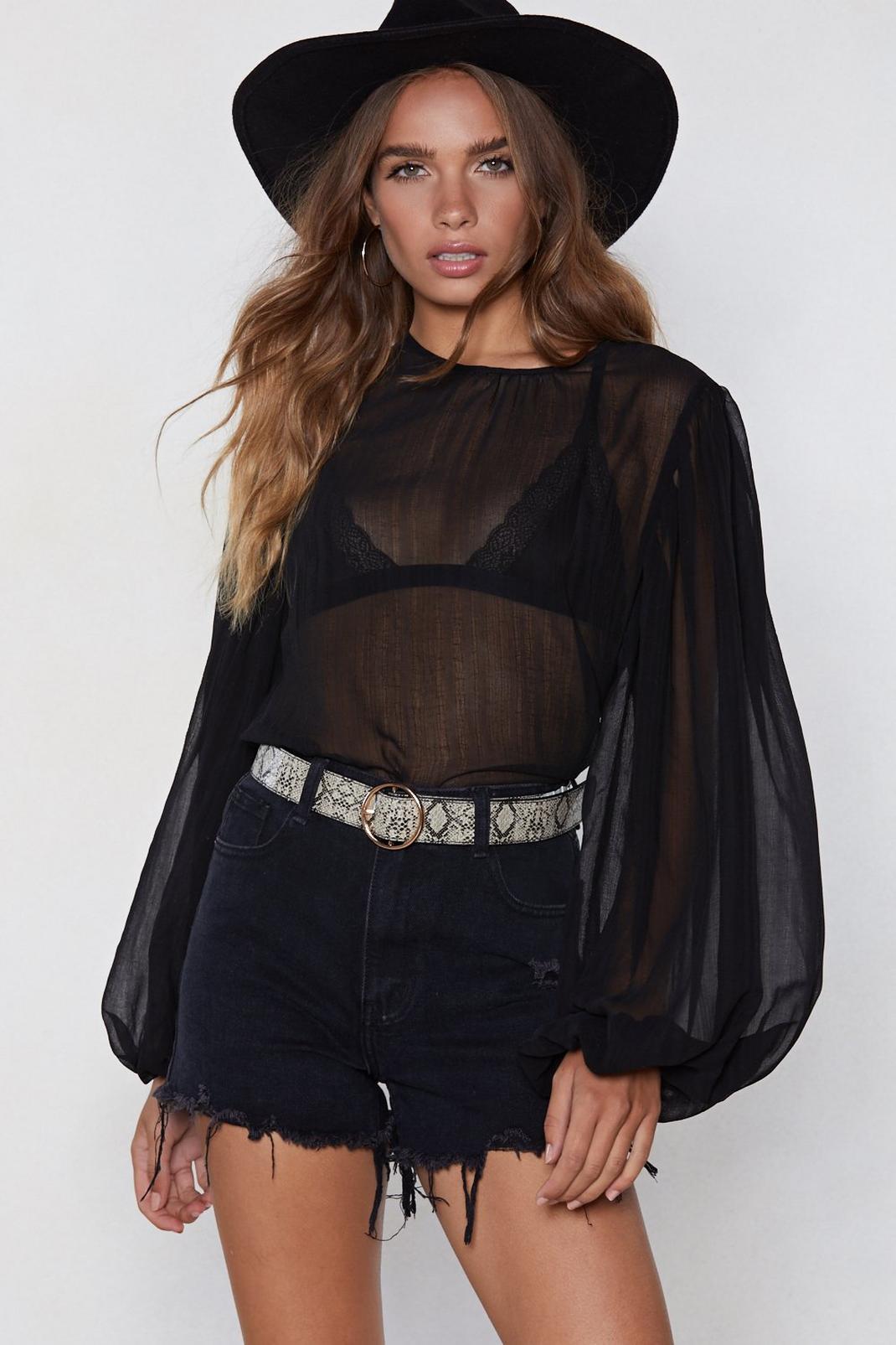 Black Sleeve Me Out of It Sheer Top image number 1