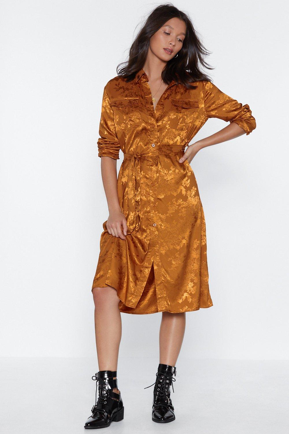 orange jacquard dress