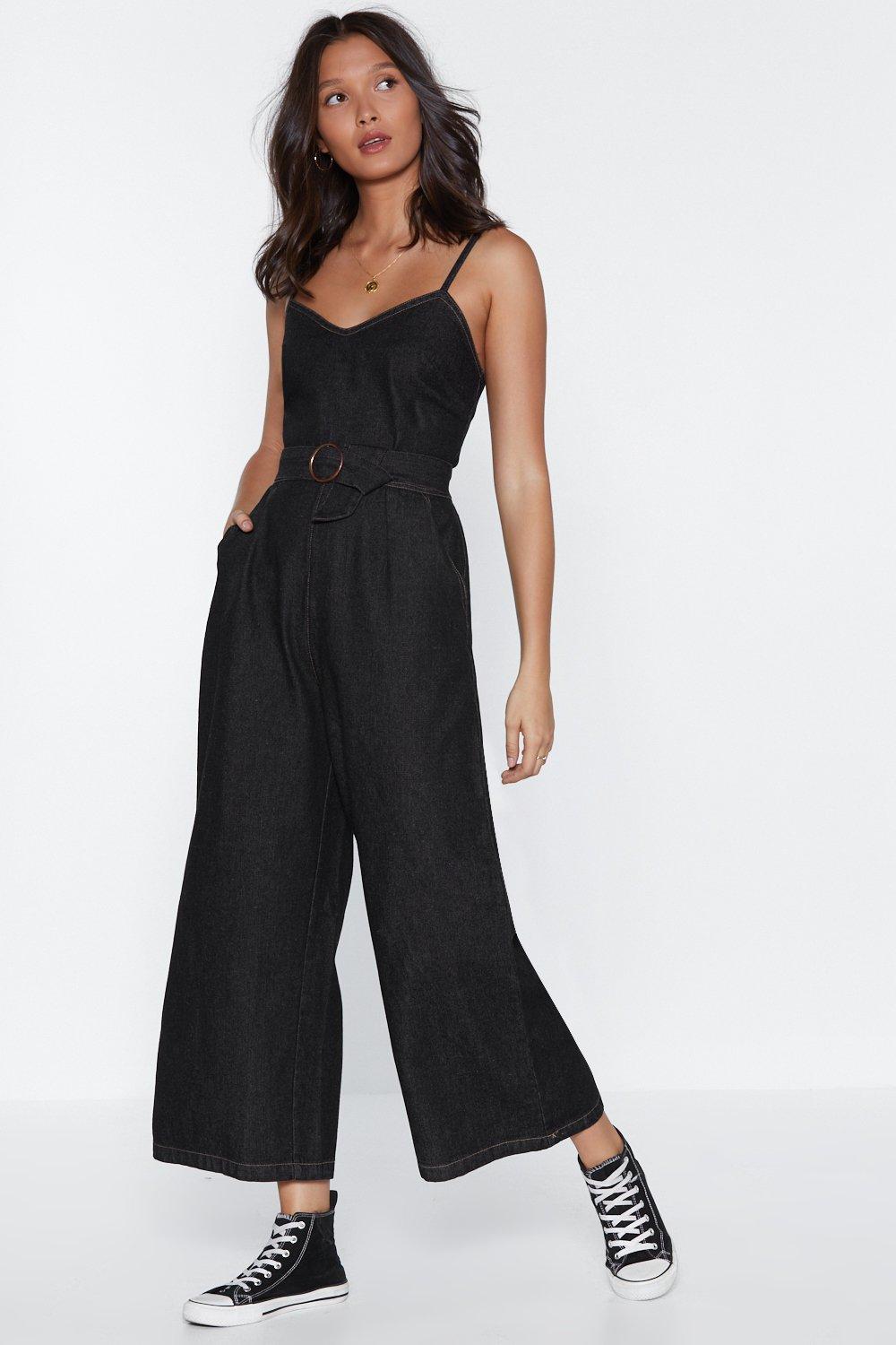 wide leg spaghetti strap jumpsuit