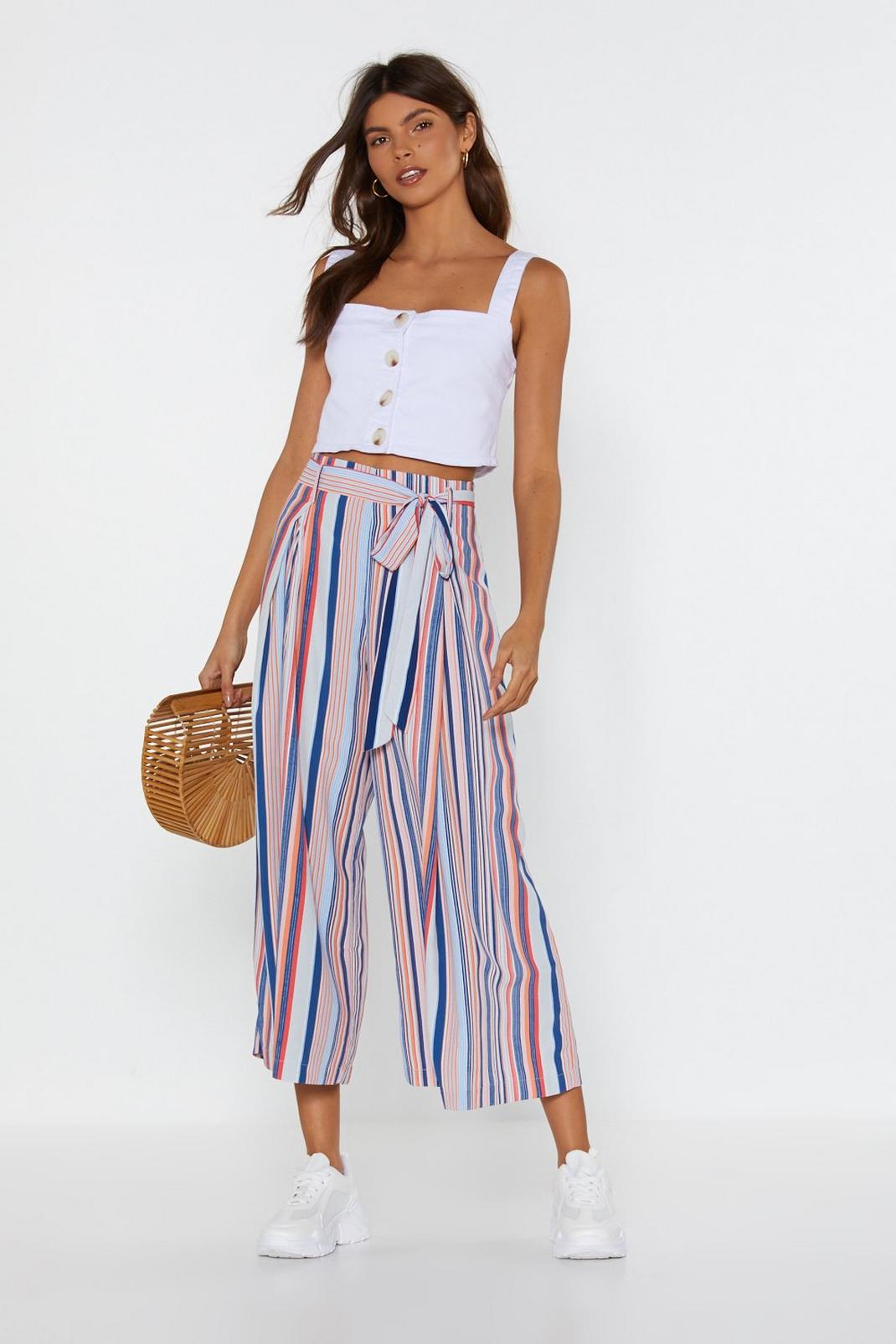 Mind Your Manners Striped Culottes image number 1