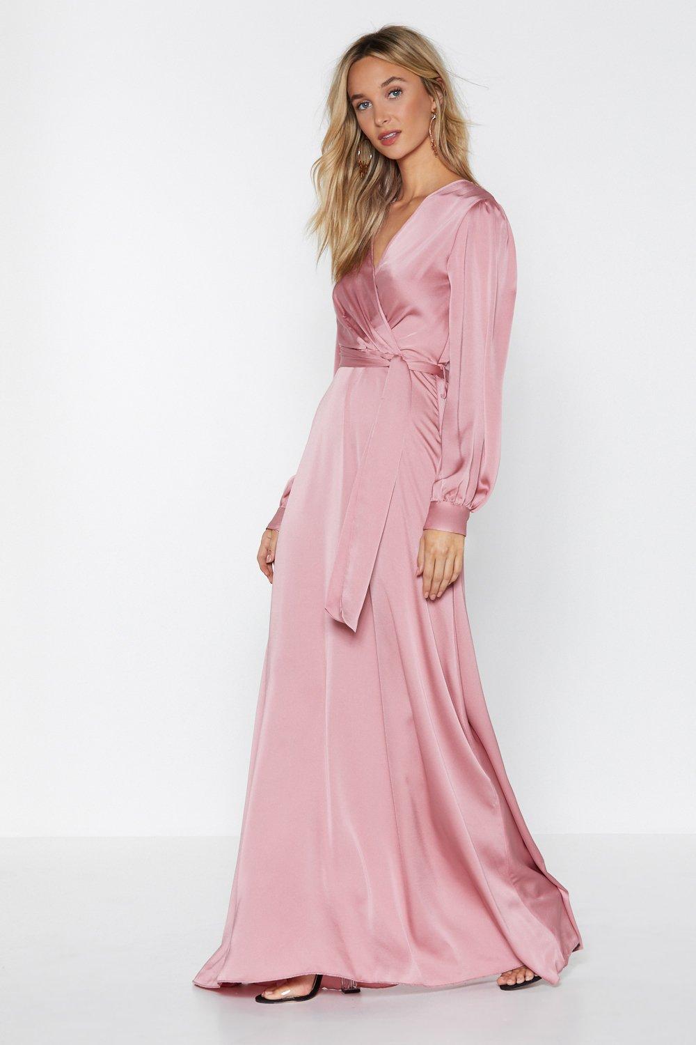 satin wrap maxi dress