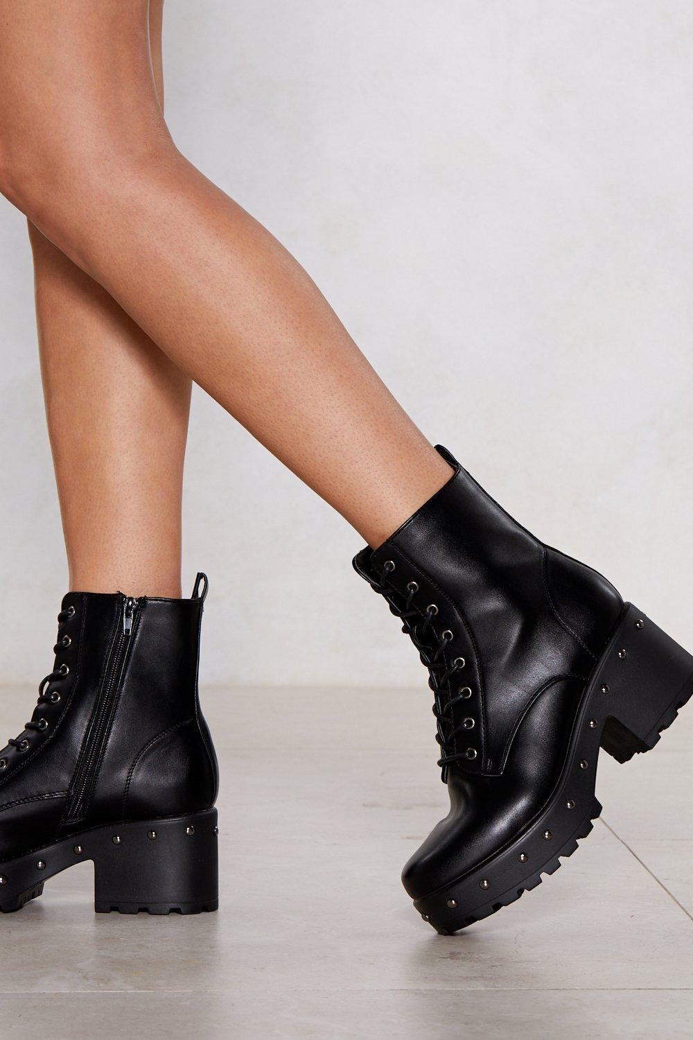 lace up black chunky boots