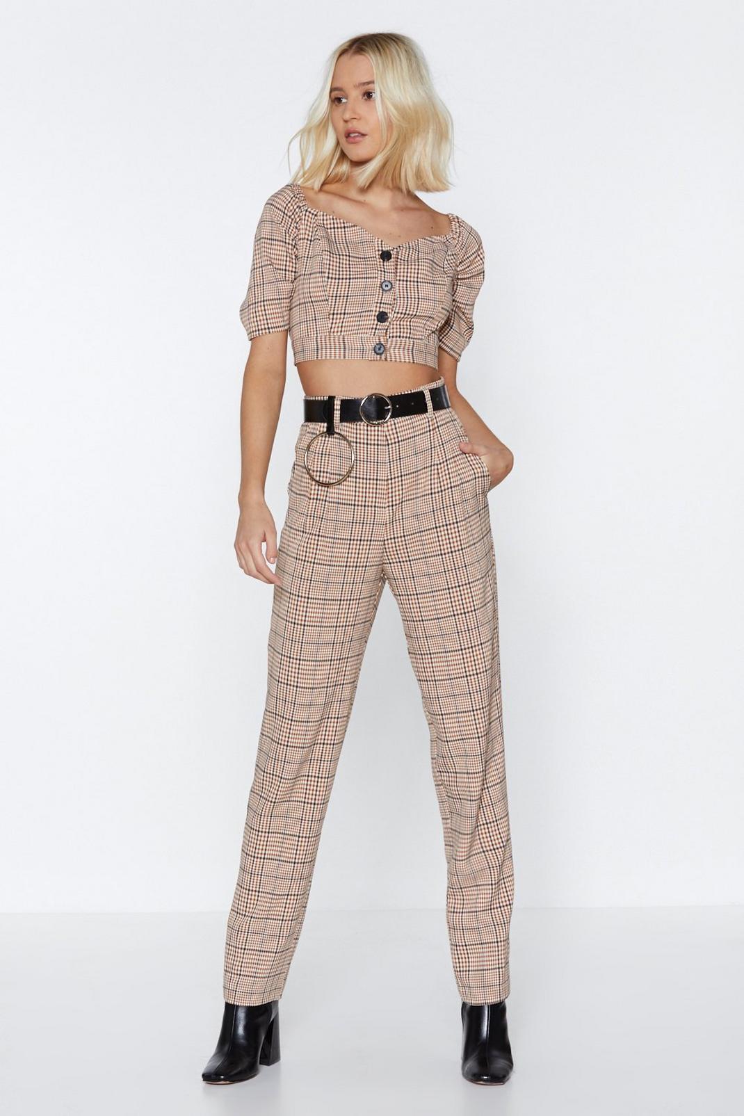 Checking Out High-Waisted Pants image number 1