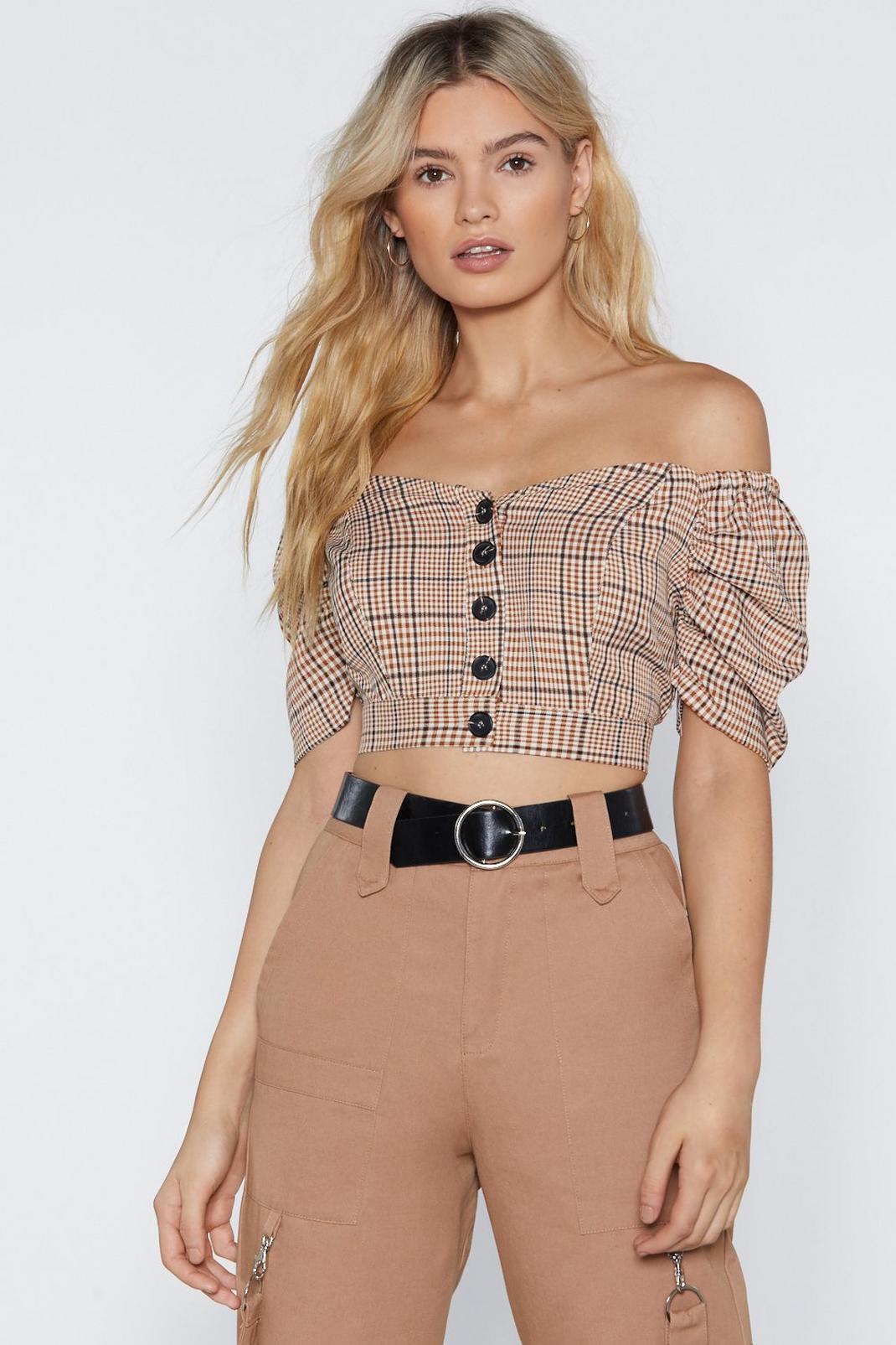 Checked Out Cropped Blouse image number 1