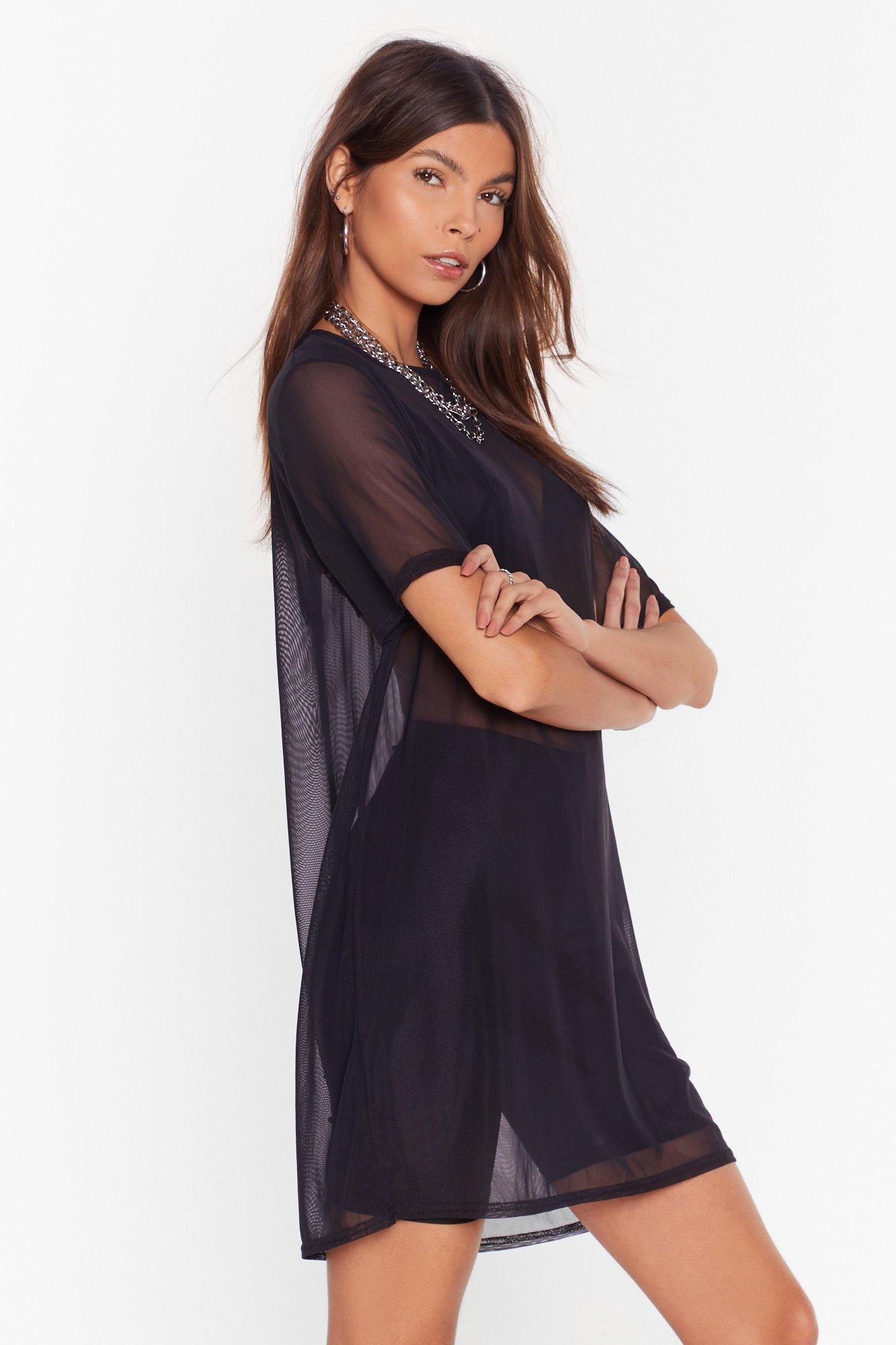 Black mesh hotsell t shirt dress