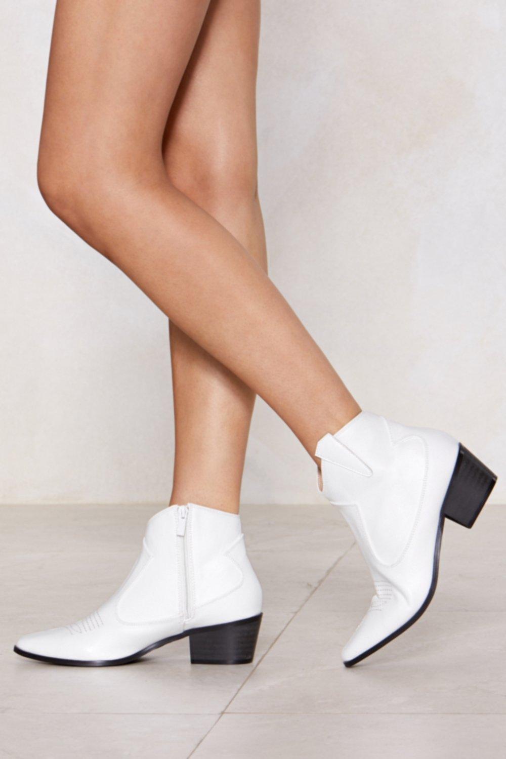 white short boots with heels