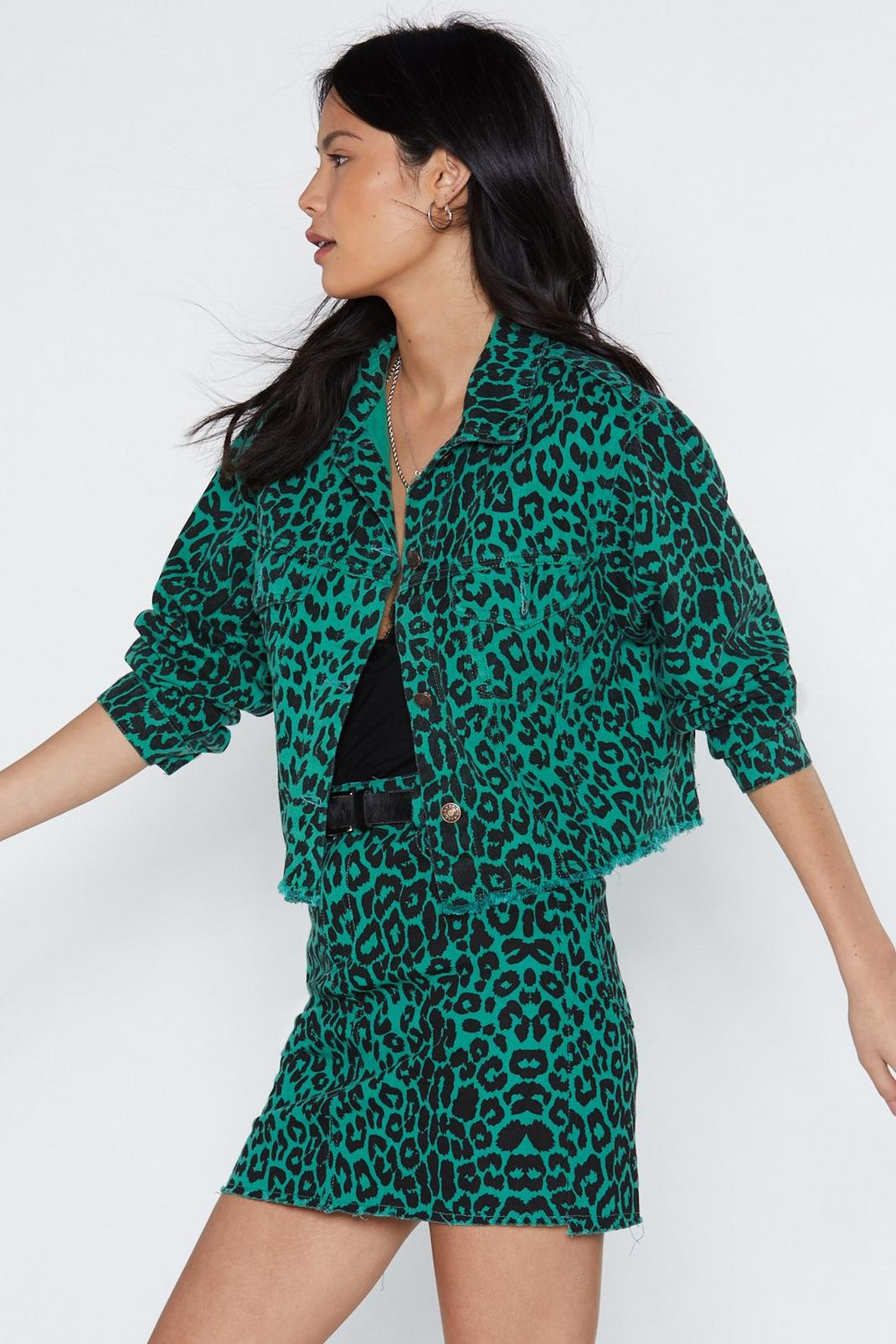 The Here and Meow Leopard Denim Jacket image number 1