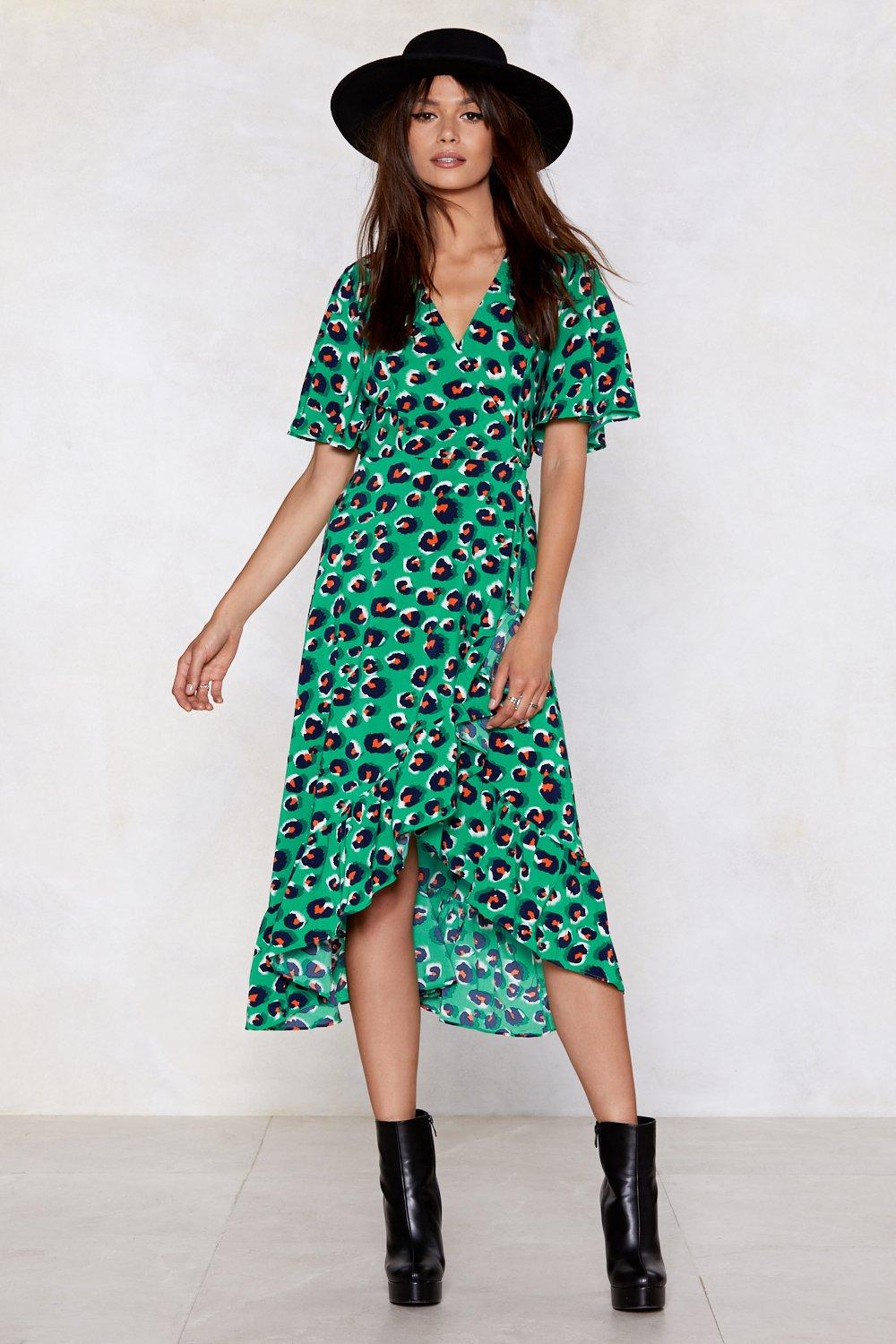 green leopard print dress