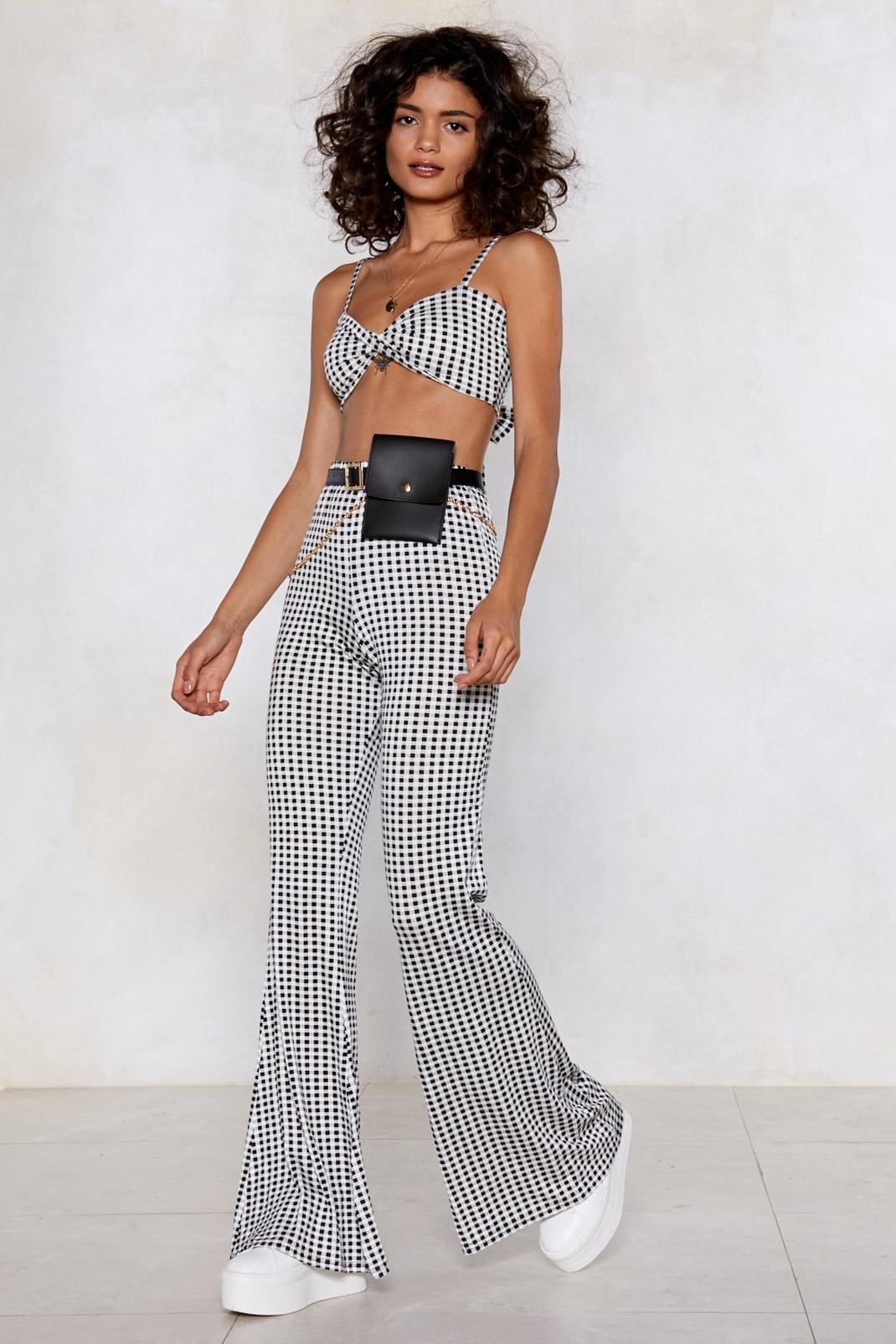 Twist the Mark Gingham Bra Top and Pants Set image number 1