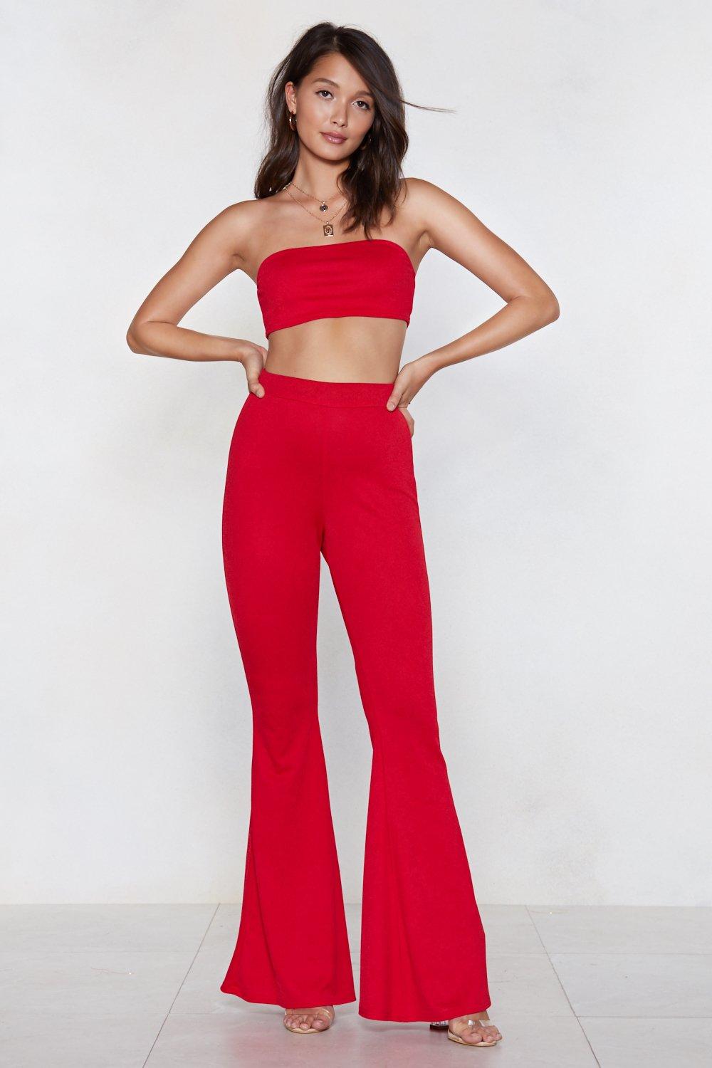 red flared pants