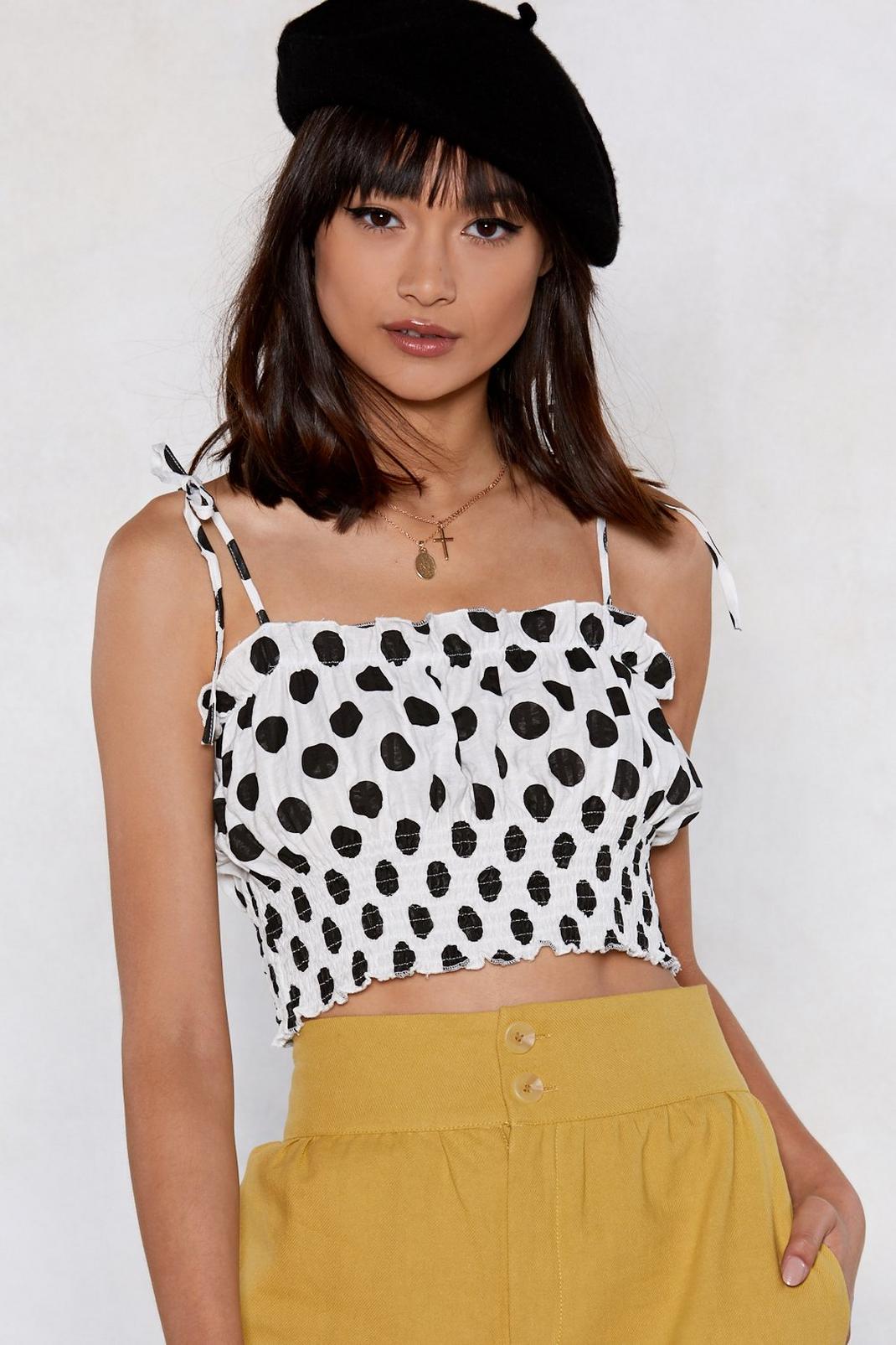 What Have You Shirred Polka Dot Crop Top image number 1