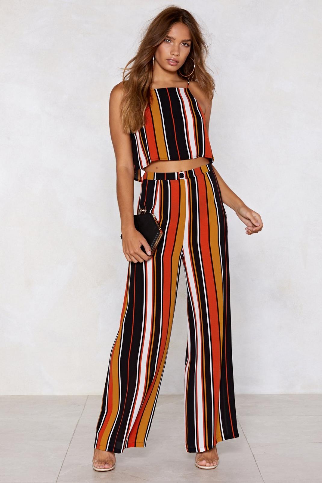 Your Line to Shine Striped Crop Top and Pants image number 1