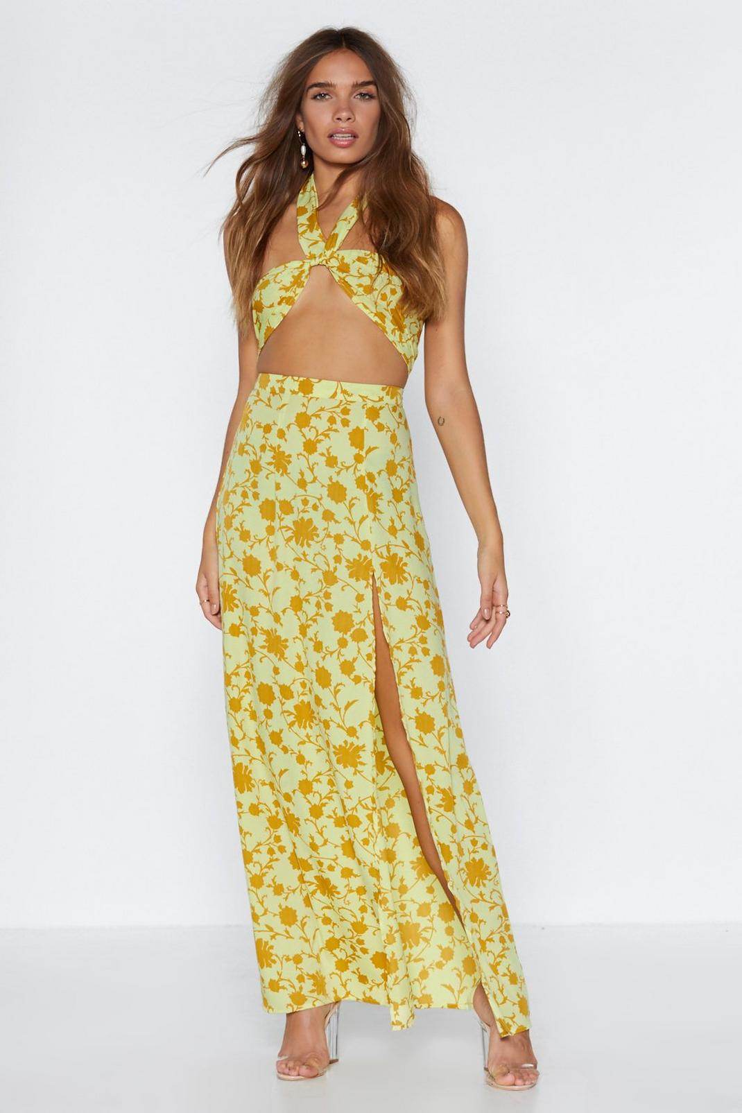Leaf Me Two It Halter Top and Maxi Skirt Set image number 1
