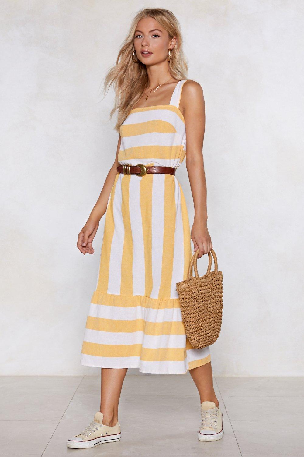 striped yellow dress