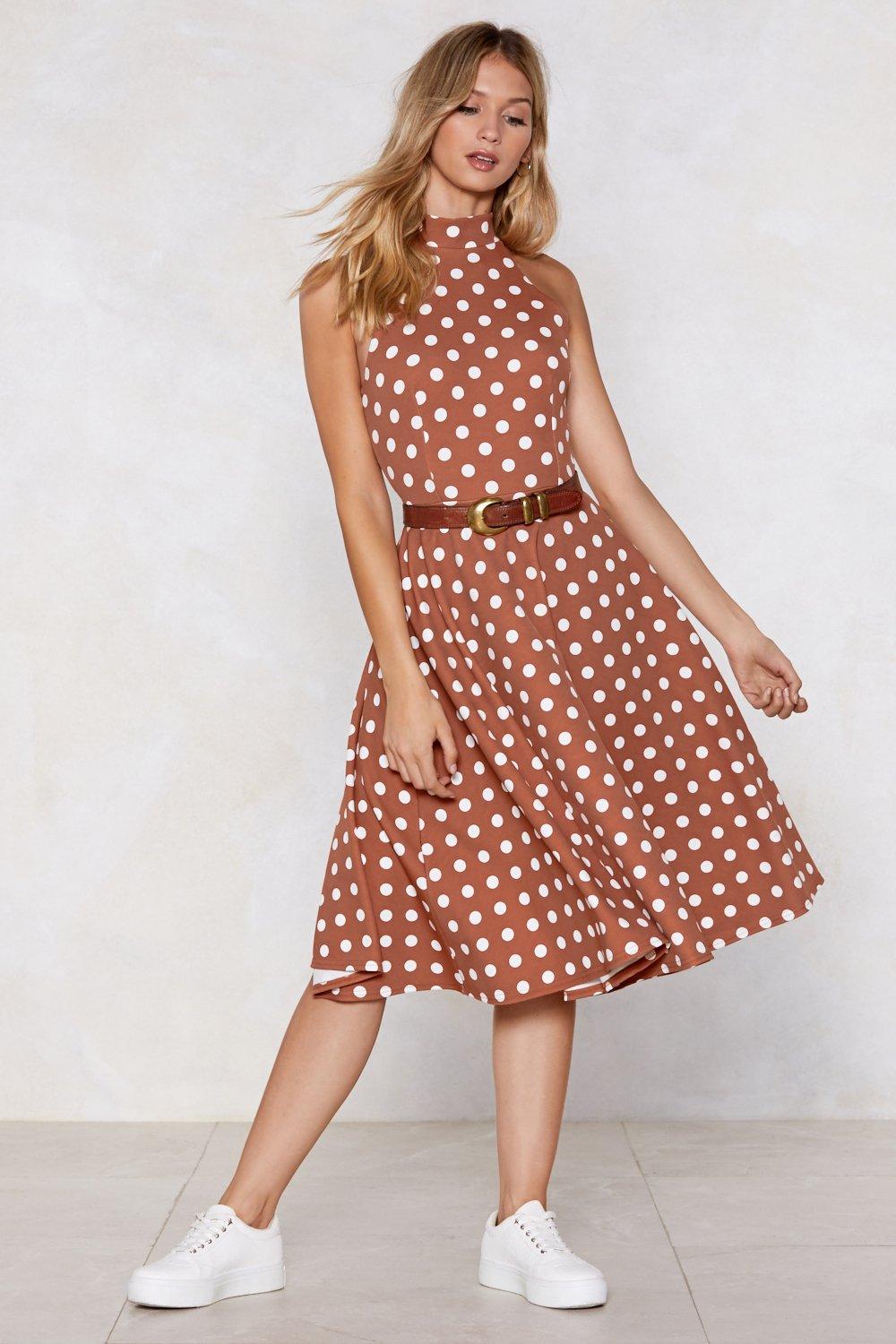 terracotta polka dot dress