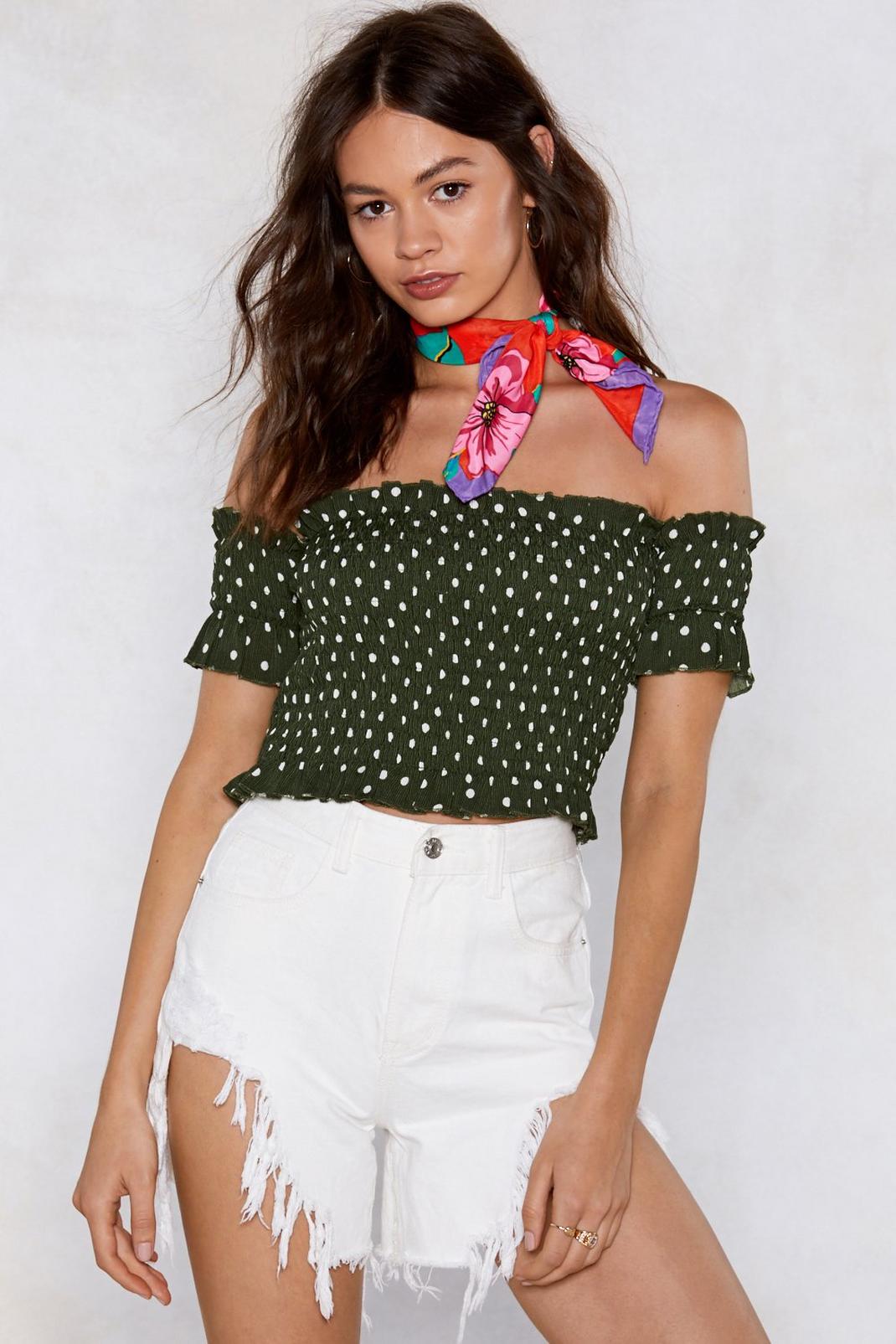Come Over Shirred Baby Off-the-Shoulder Top image number 1