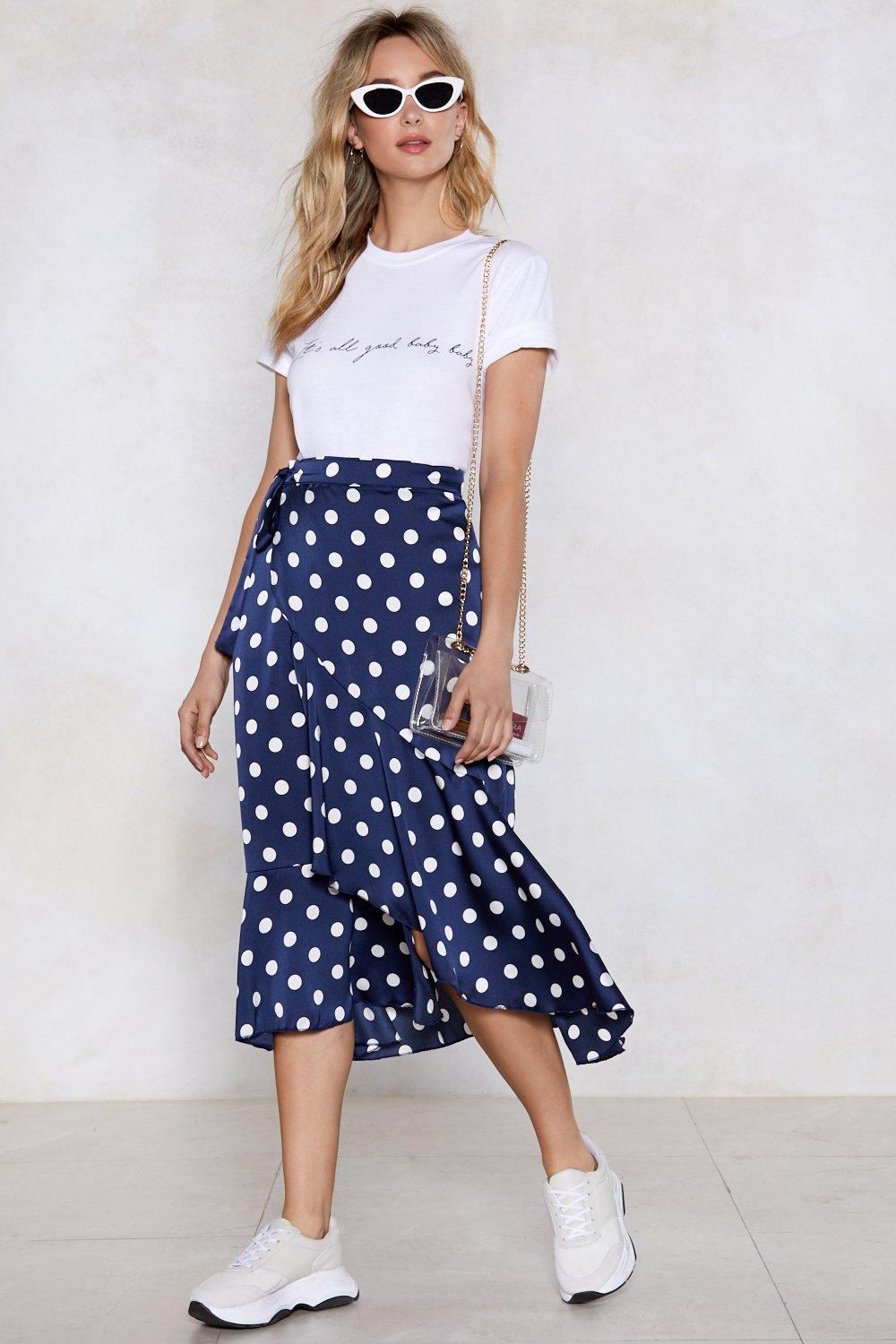 polka dot long skirts