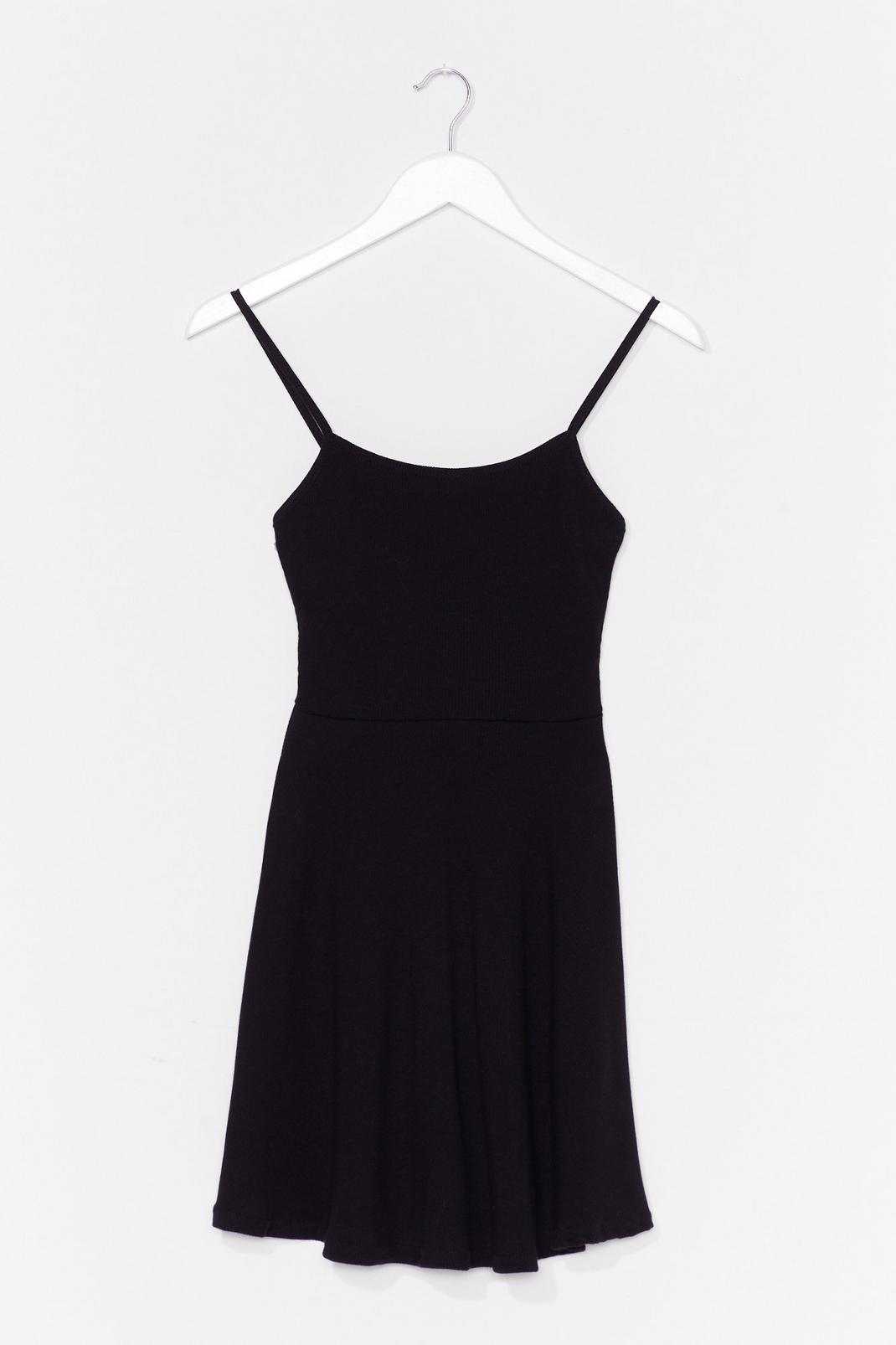Black Square Neck Relaxed Strappy Mini Dress image number 1