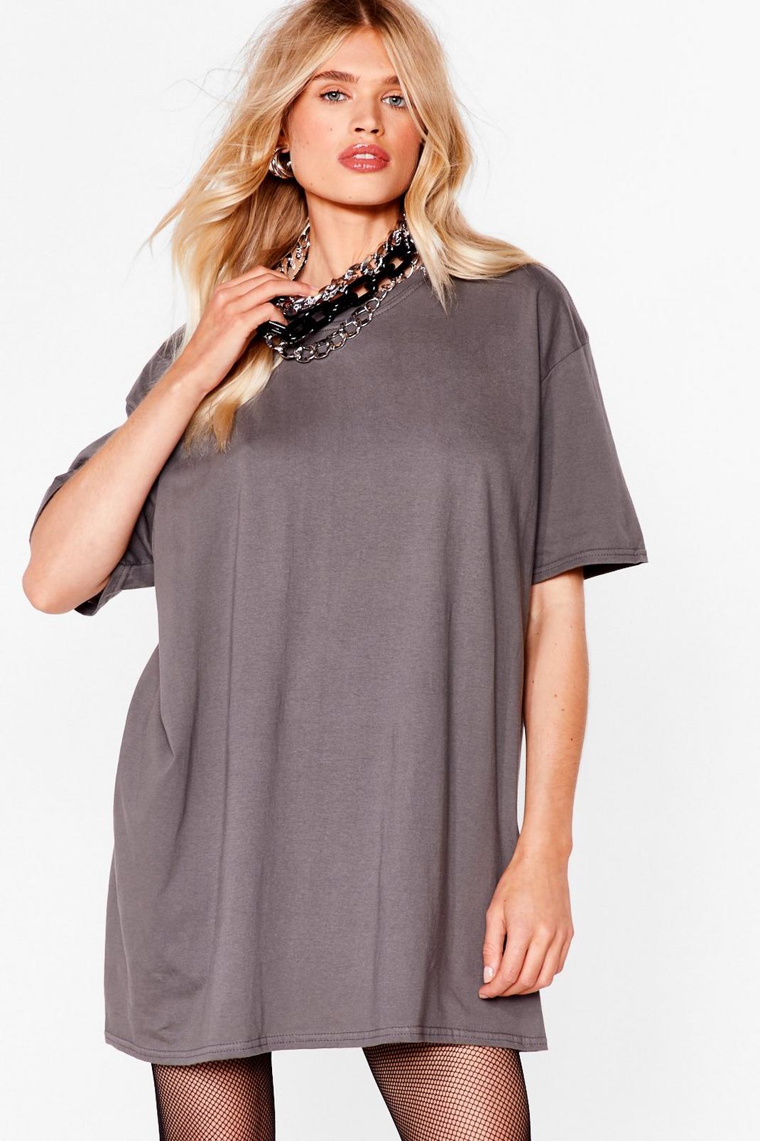 Charcoal Oversized Mini T-Shirt Dress image number 1