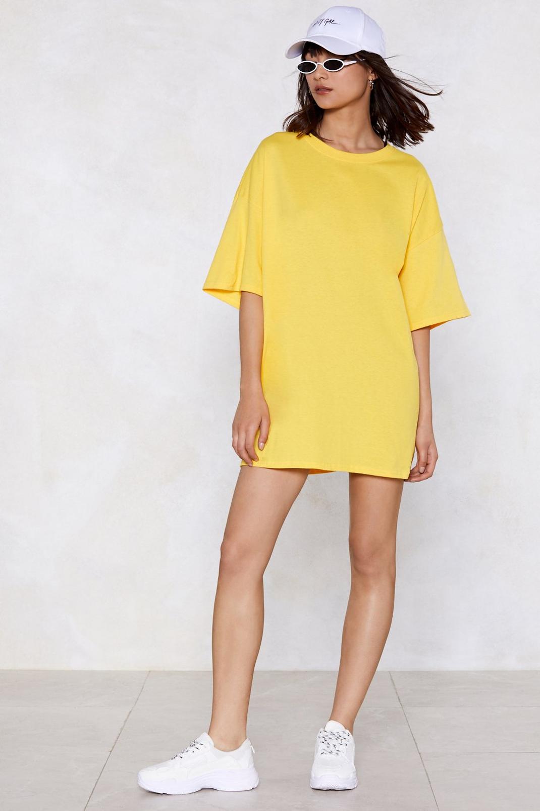 Yellow Oversized Mini T-Shirt Dress image number 1