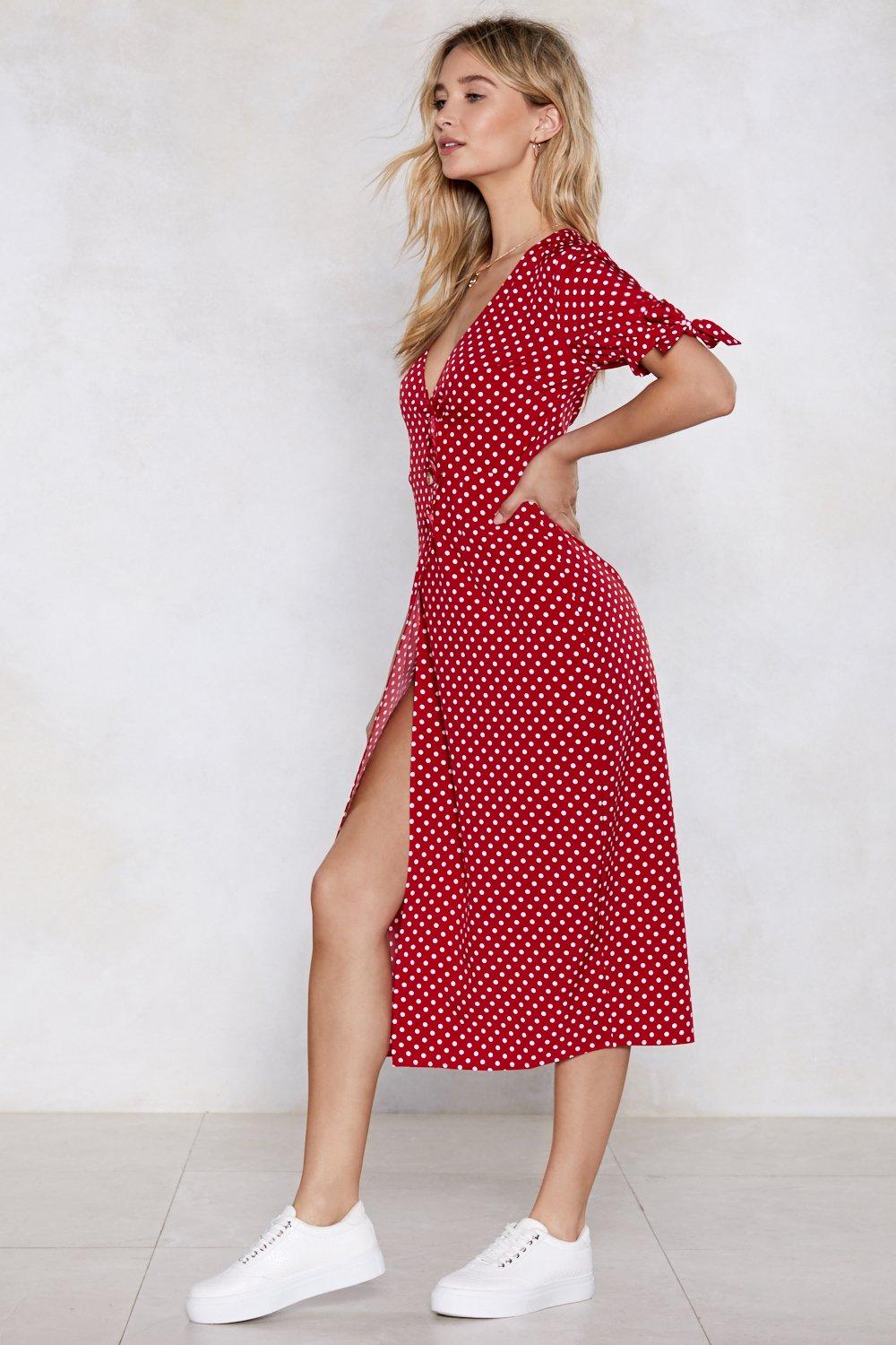 Nasty gal red clearance polka dot dress