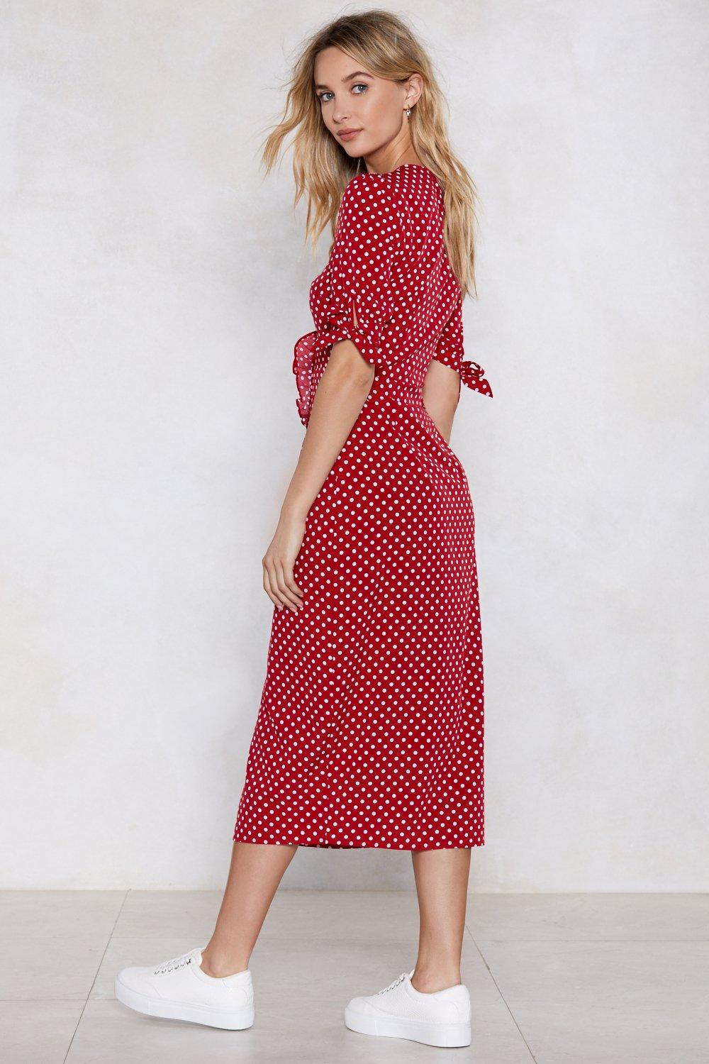 Nasty gal red store polka dot dress