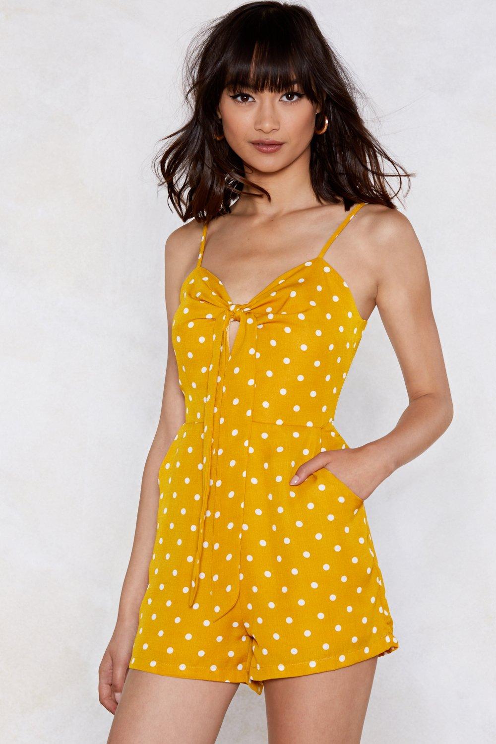 yellow polka dot playsuit