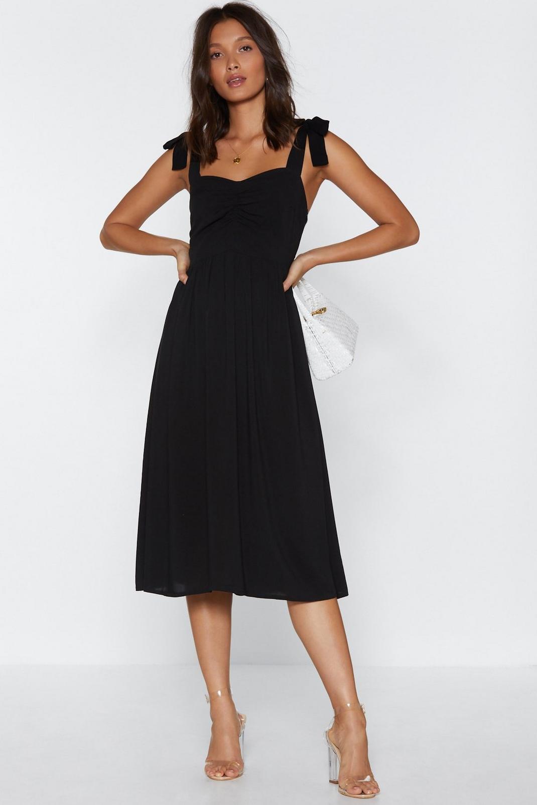 Black A Tie of Relief Midi Dress image number 1