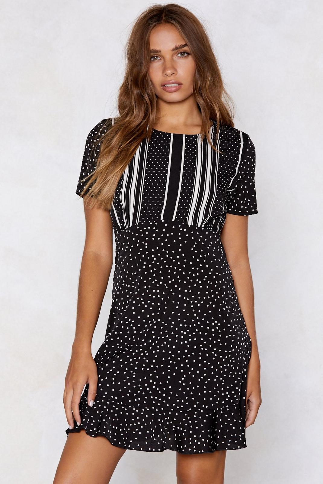 Opposites Attract Striped and Polka Dot Dress image number 1