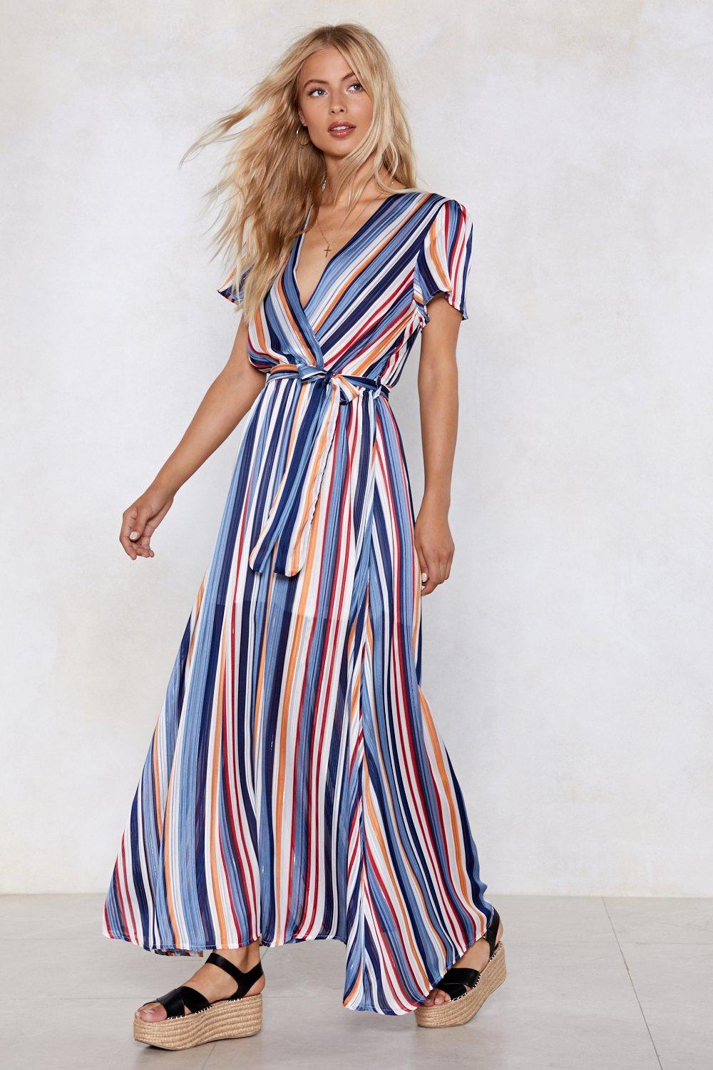 striped maxi dress with sleeves