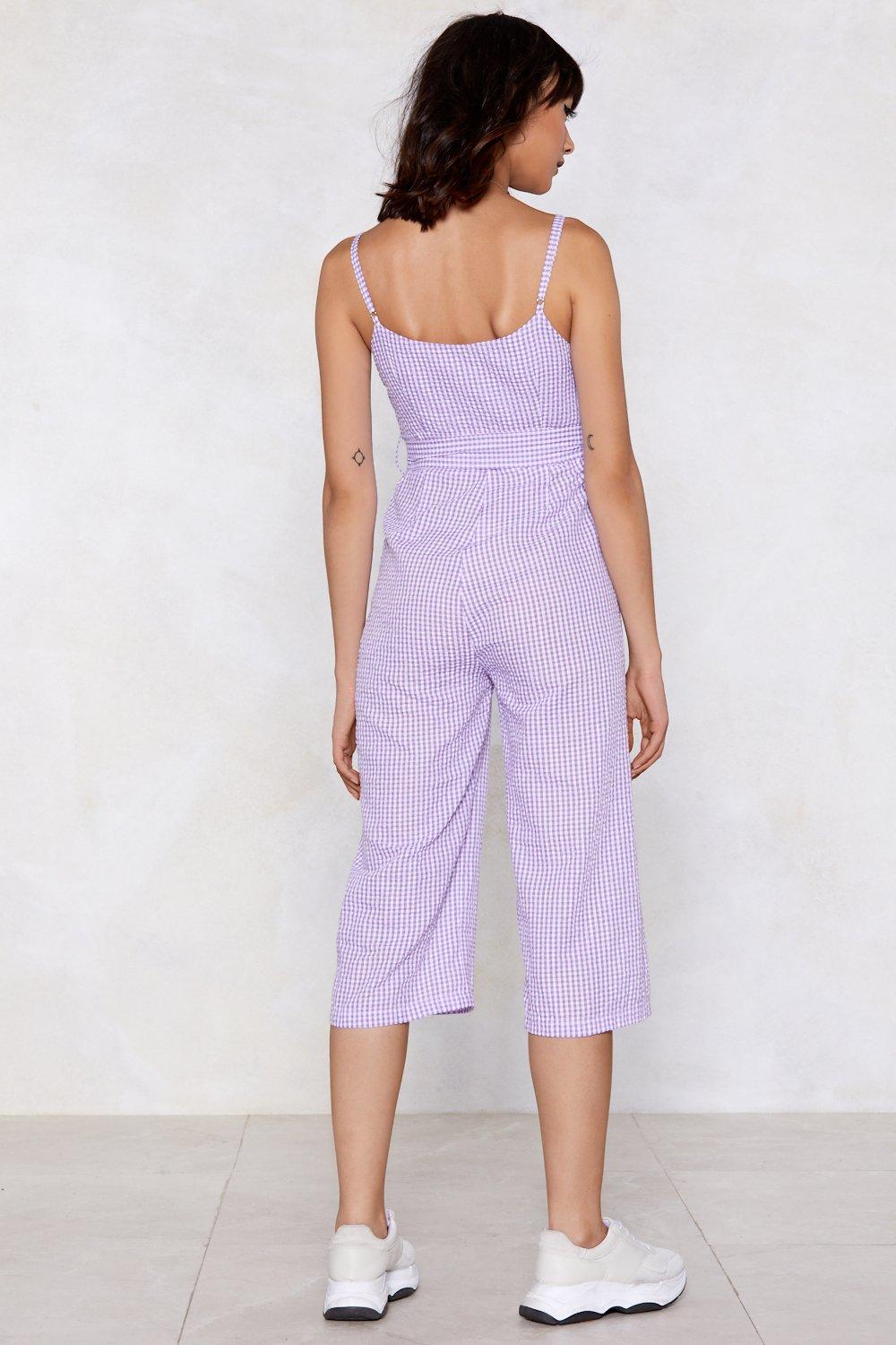 Purple gingham sale jumpsuit