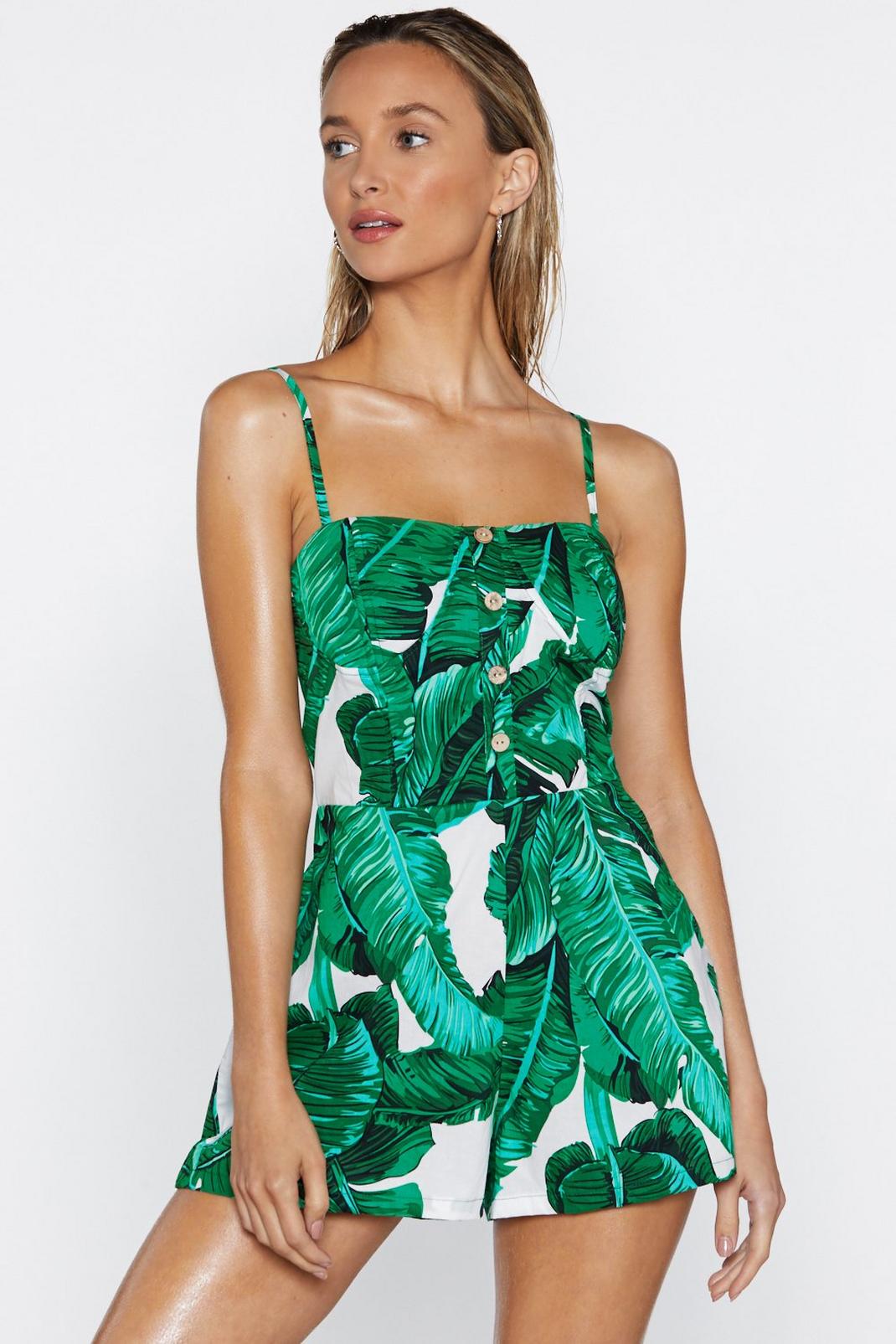 Green Why Plant I Palm Playsuit image number 1