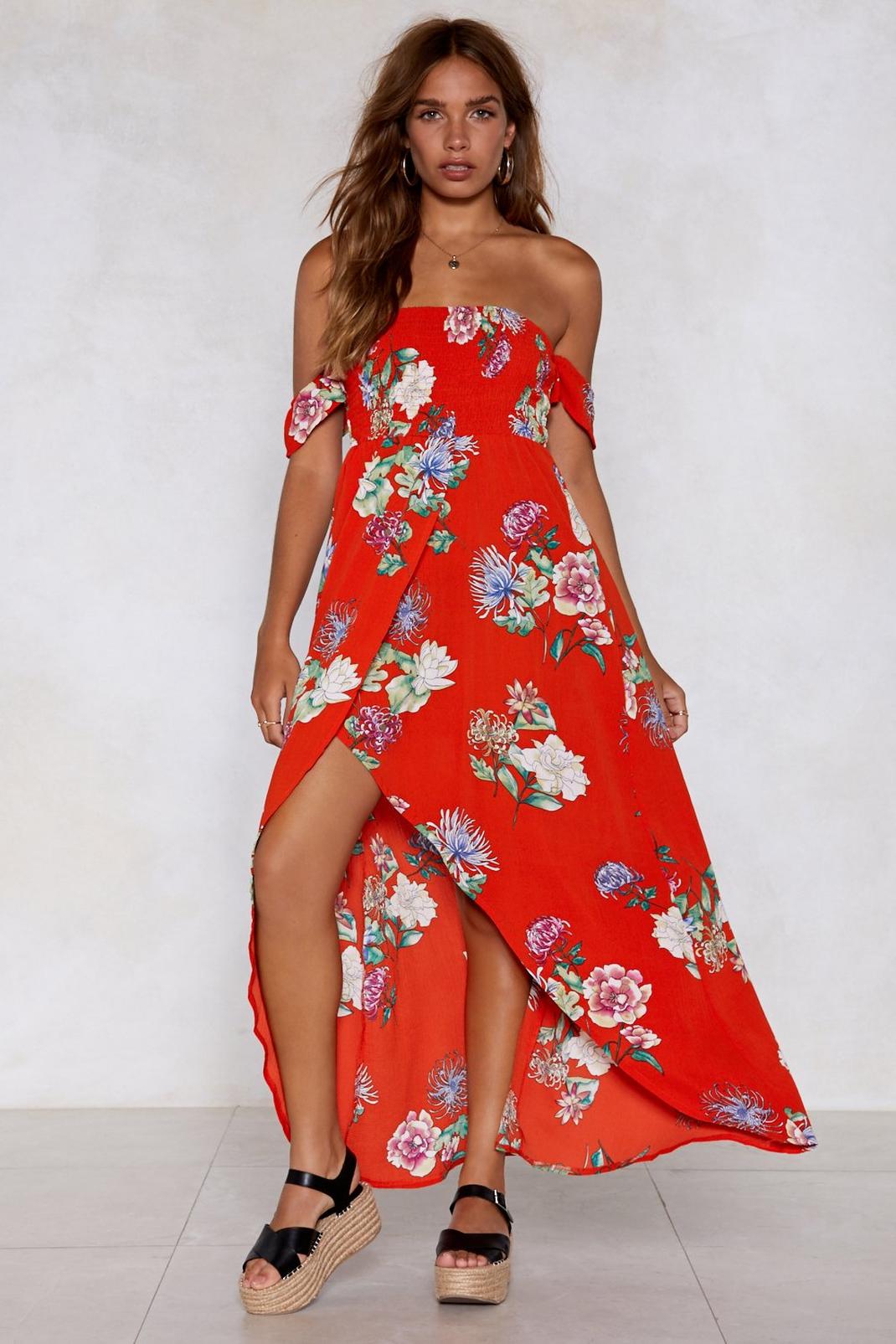 Red No Ifs or Buds Floral Dress image number 1