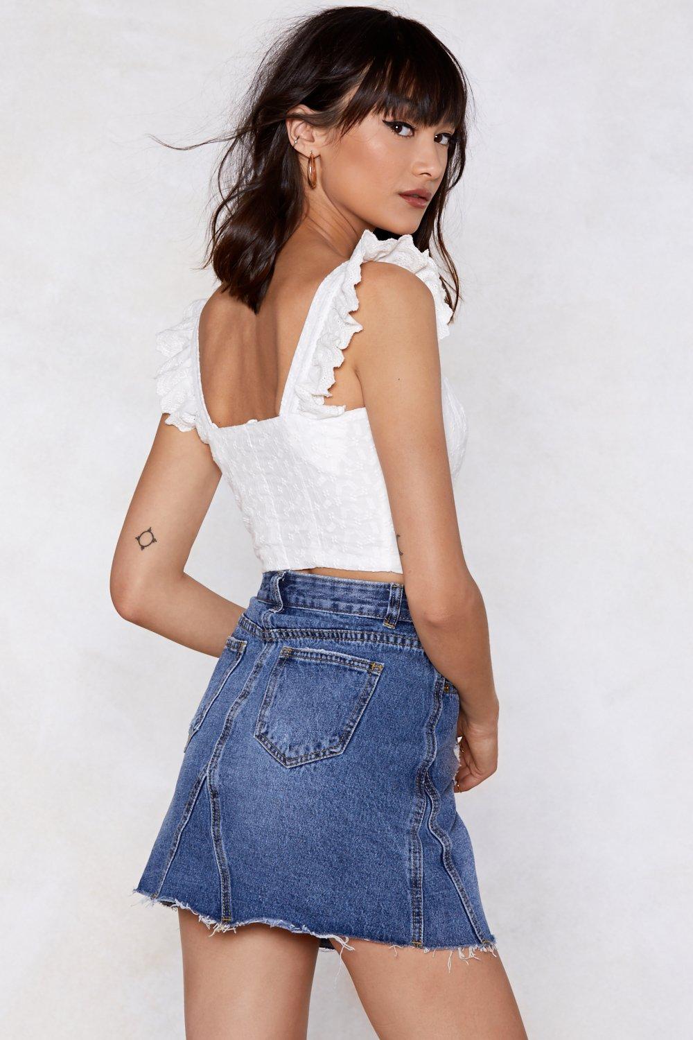 Nasty gal shop distressed denim skirt