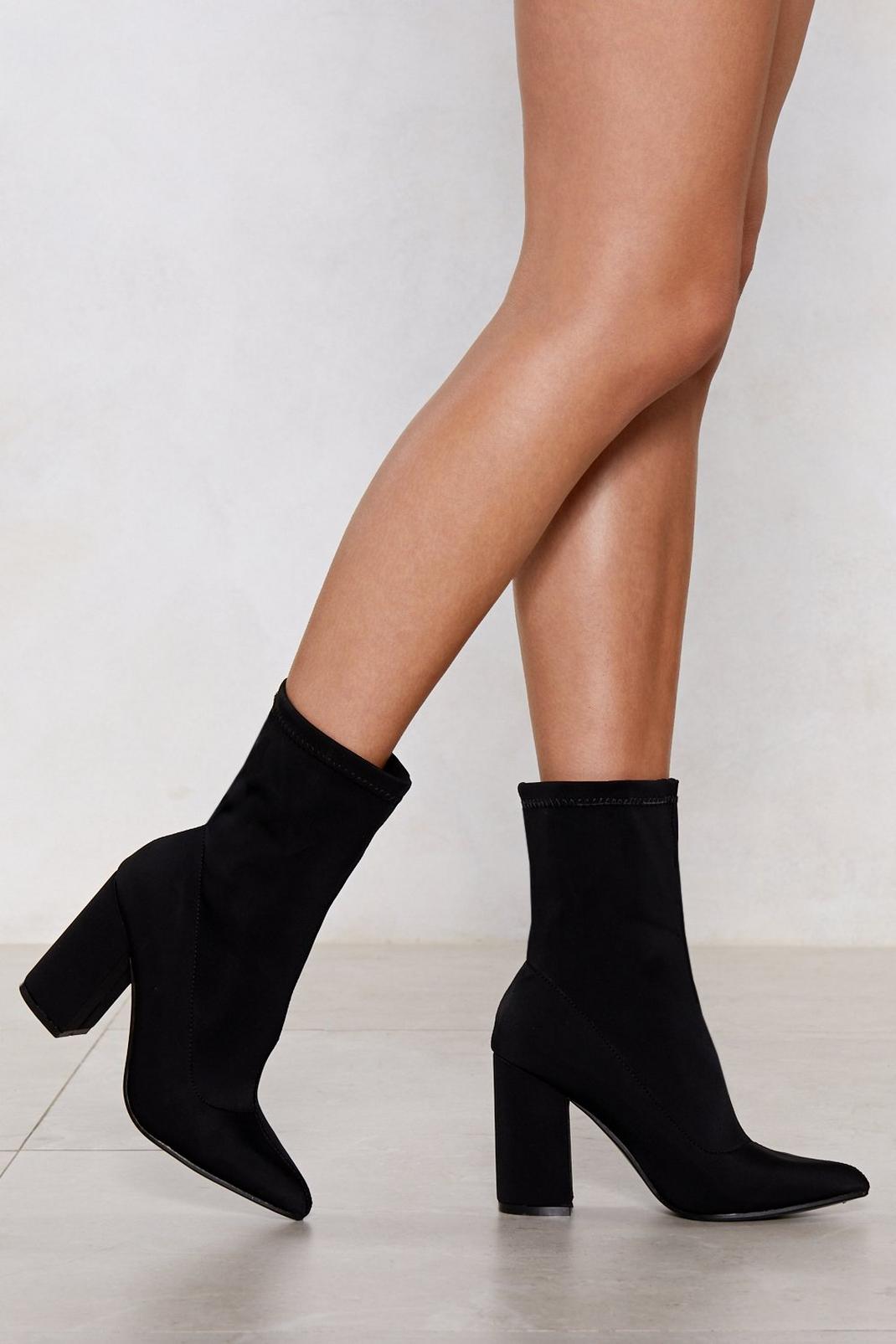 105 Faux Suede Heeled Sock Boots image number 1