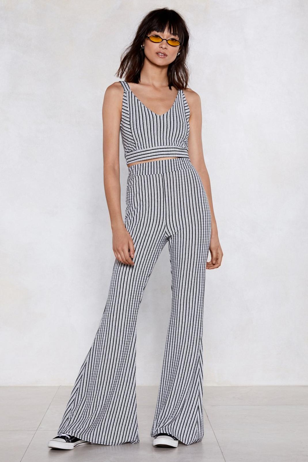 Lines Like These Striped Crop Top and Pants Set image number 1