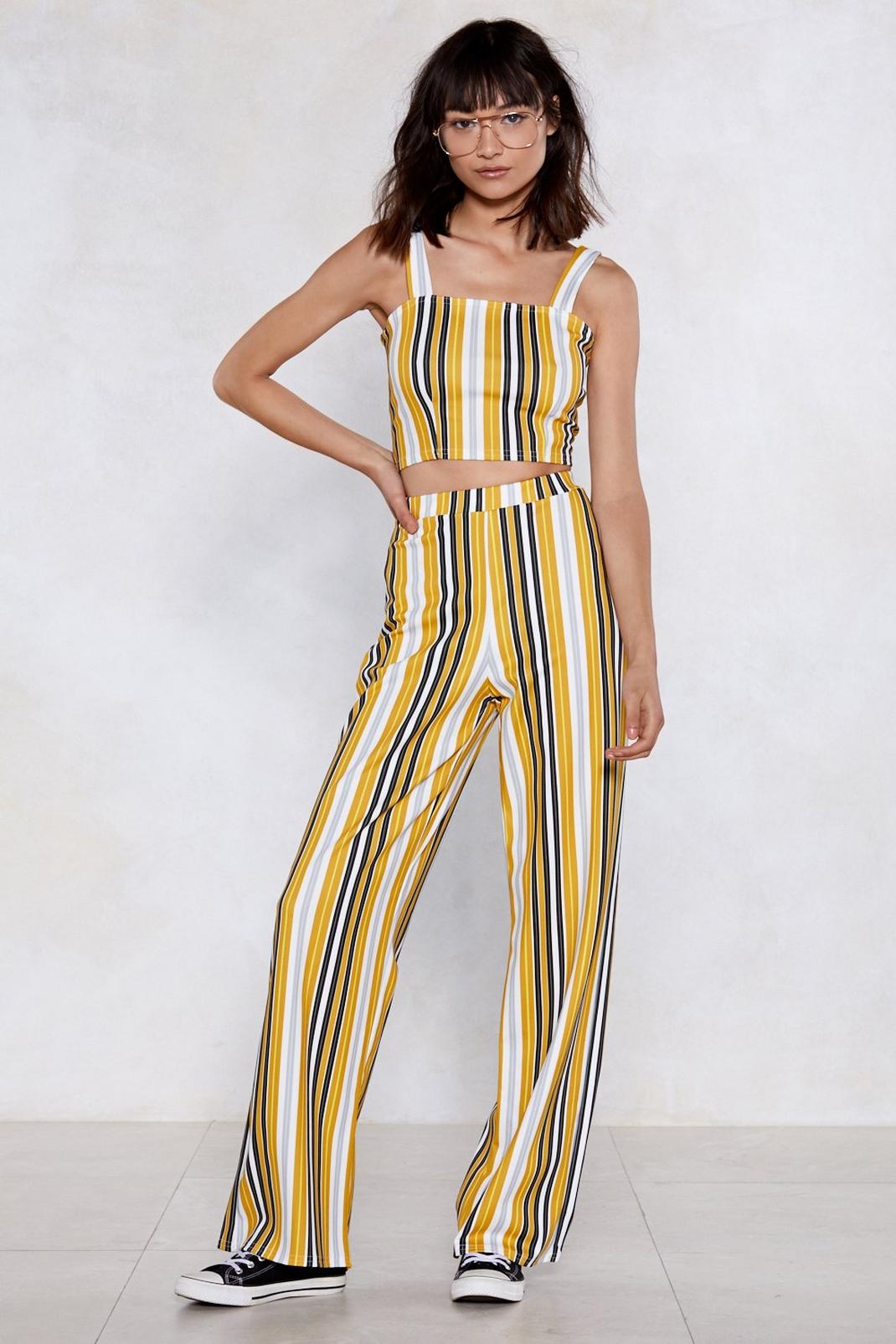 Line Has Come Today Striped Crop Top and Pants Set image number 1