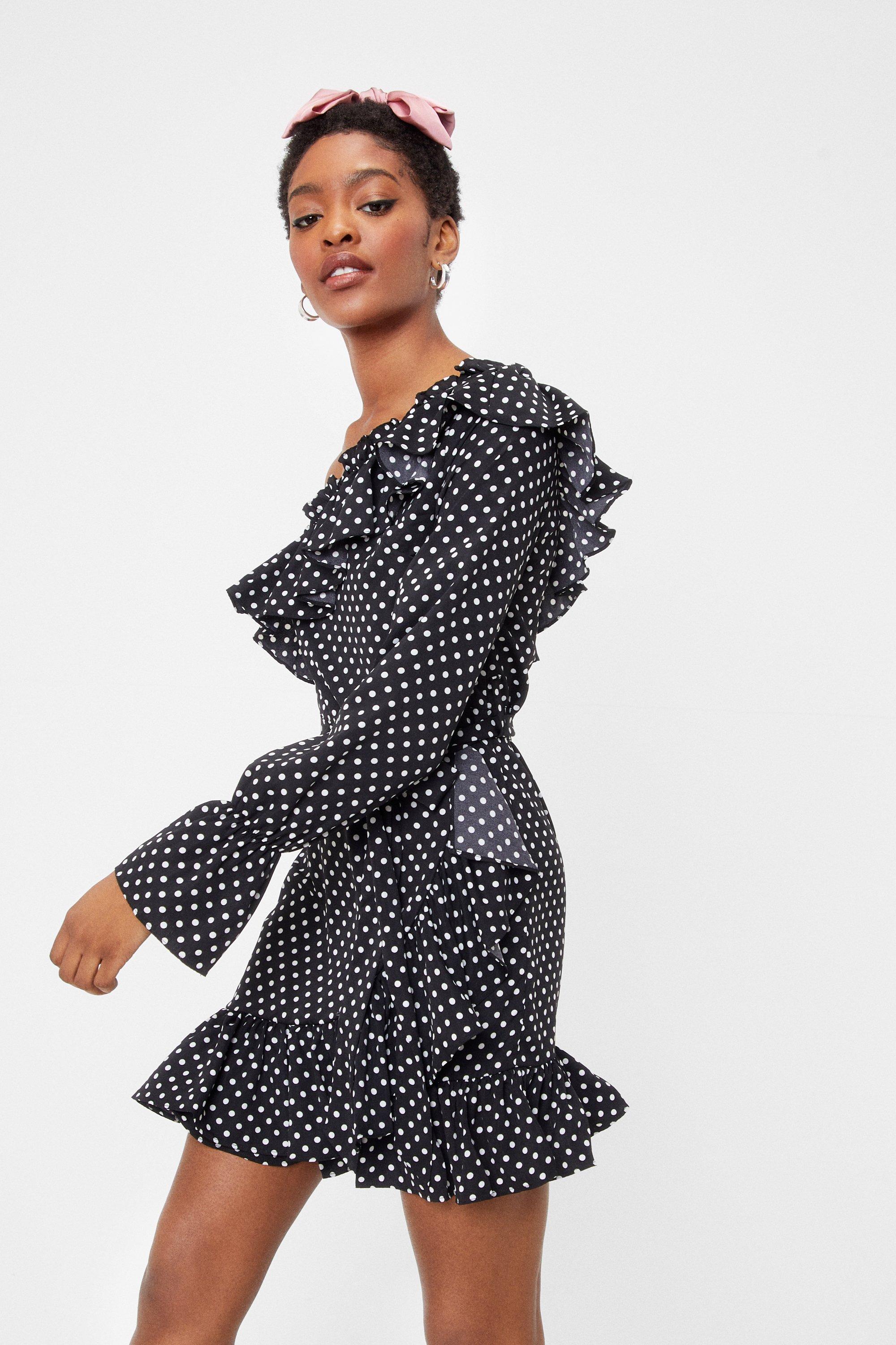 nasty gal black and white polka dot dress