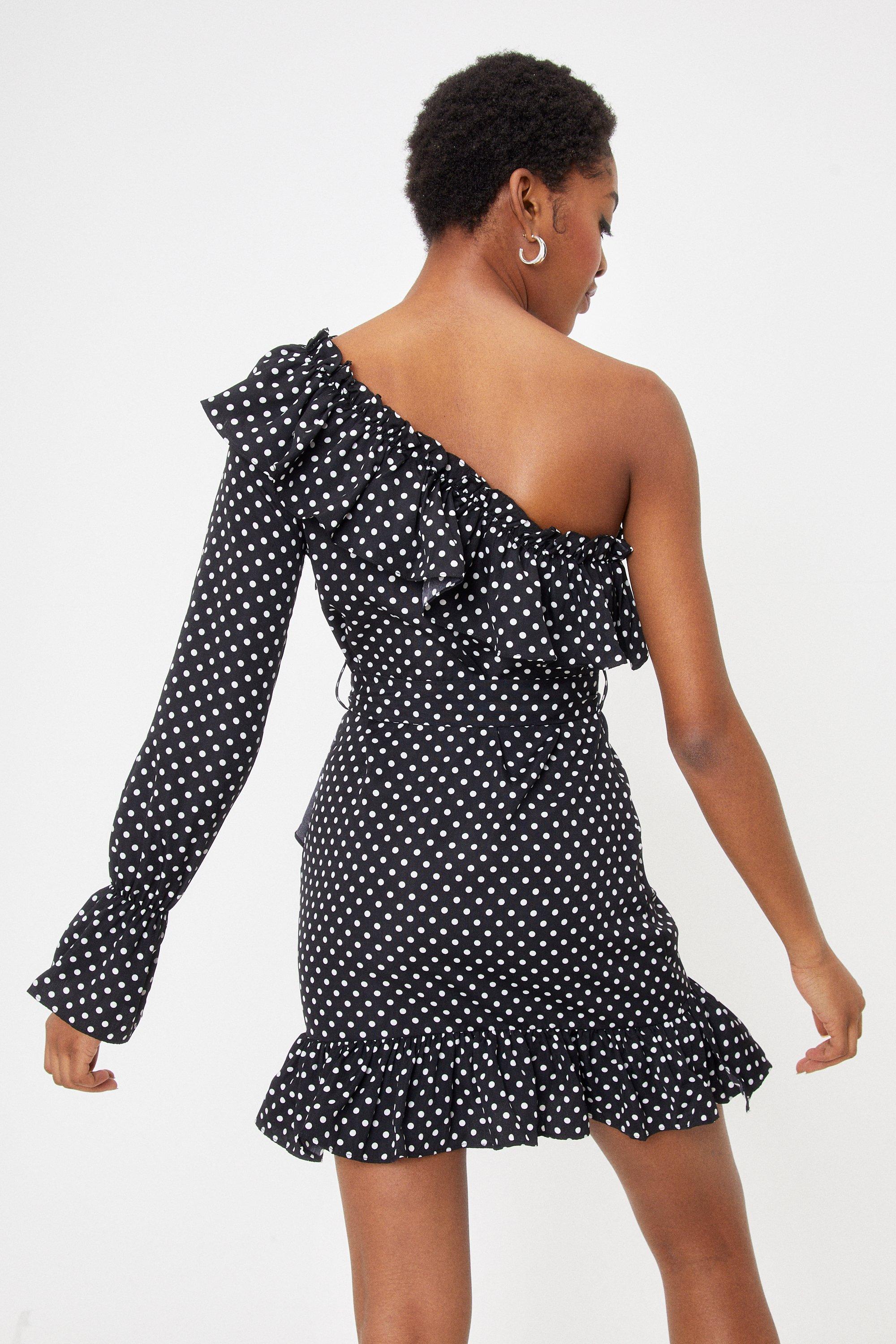 polka dot one sleeve dress