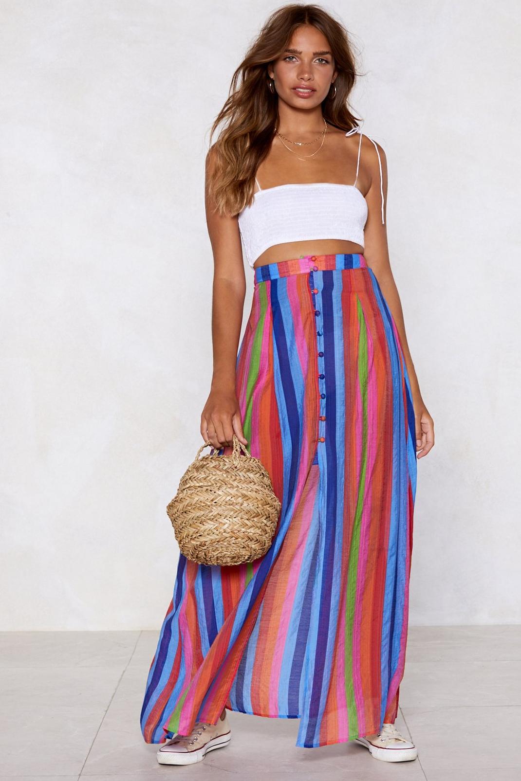 It's Not Stripe But It's Okay Midi Skirt image number 1